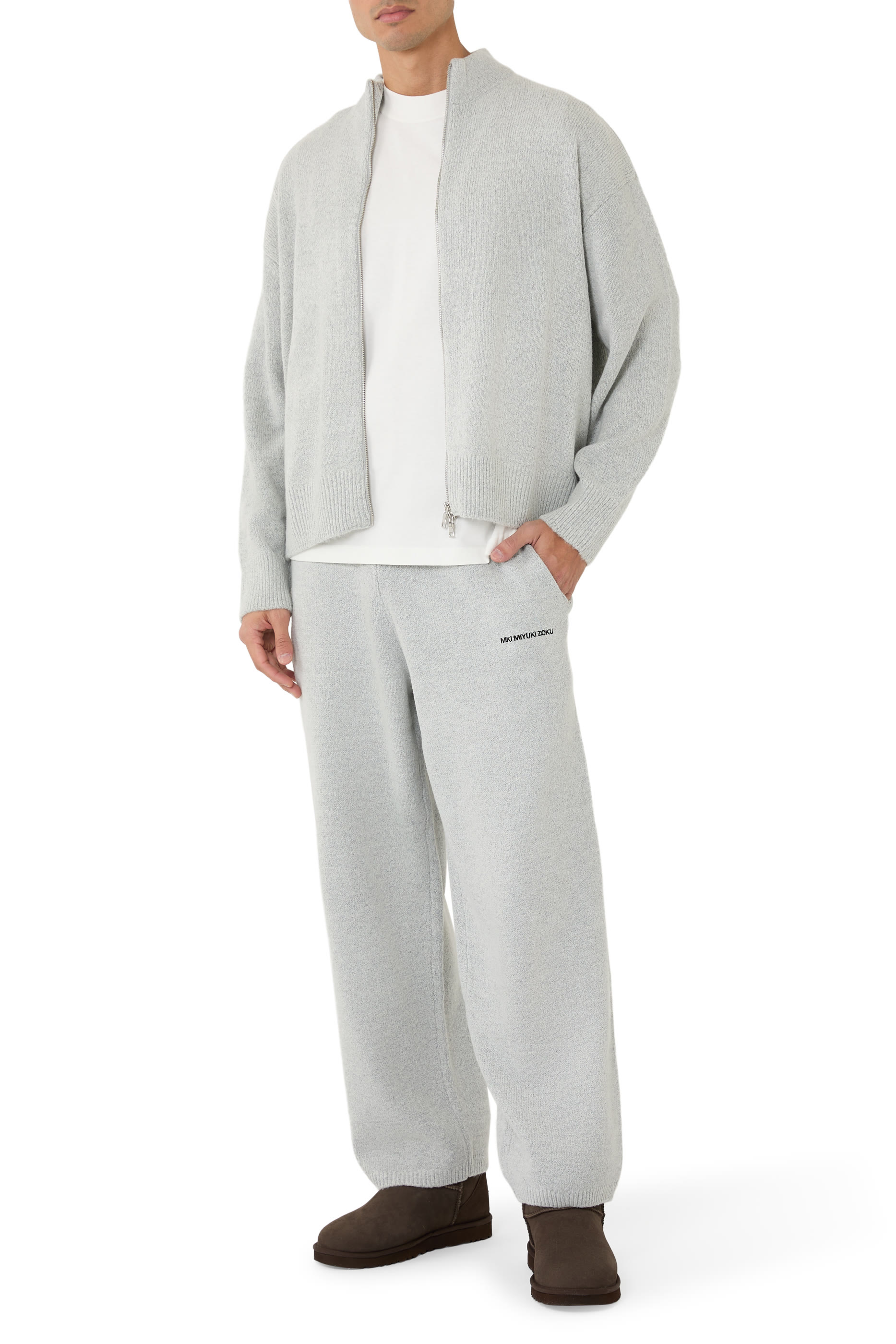Mohair Blend Knit Wide Leg Joggers