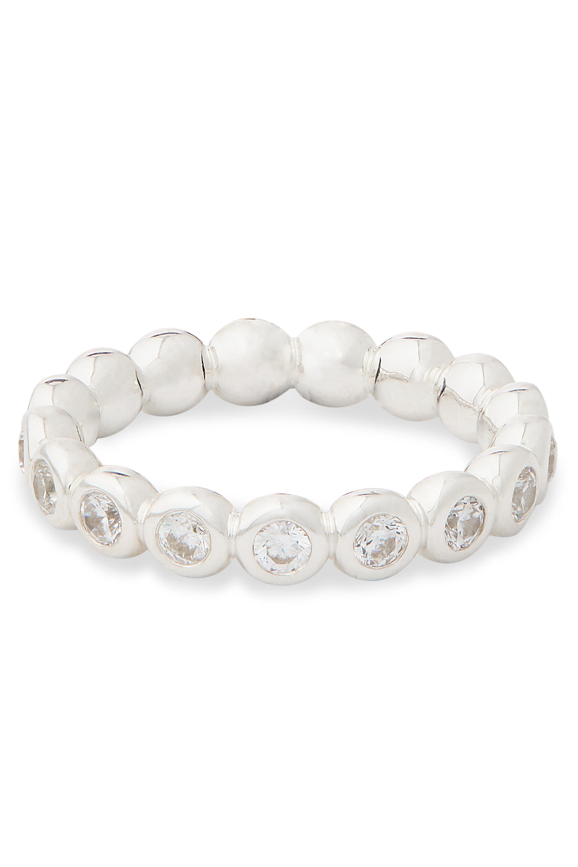 Tennis Eternity Stacking Ring, Silver Plated on Recycled Sterling Silver & Cubic Zirconia