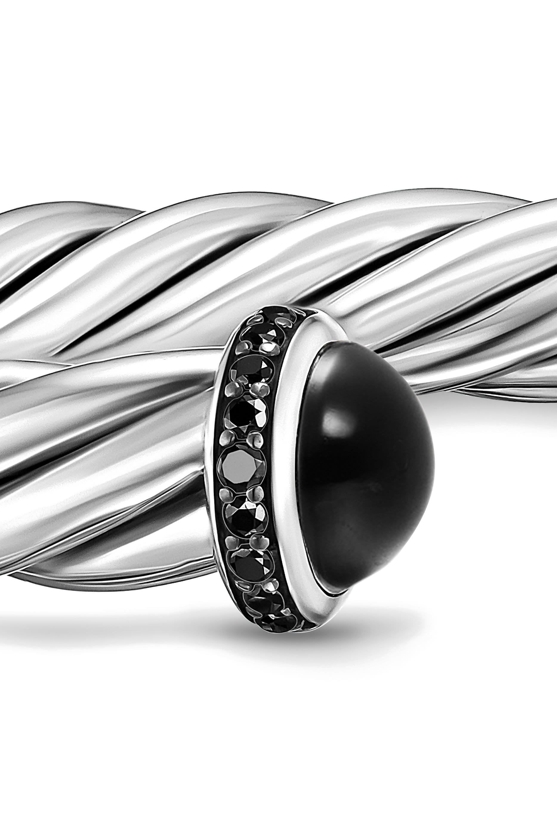 Cable Cuff Bracelet, Sterling Silver with Diamonds