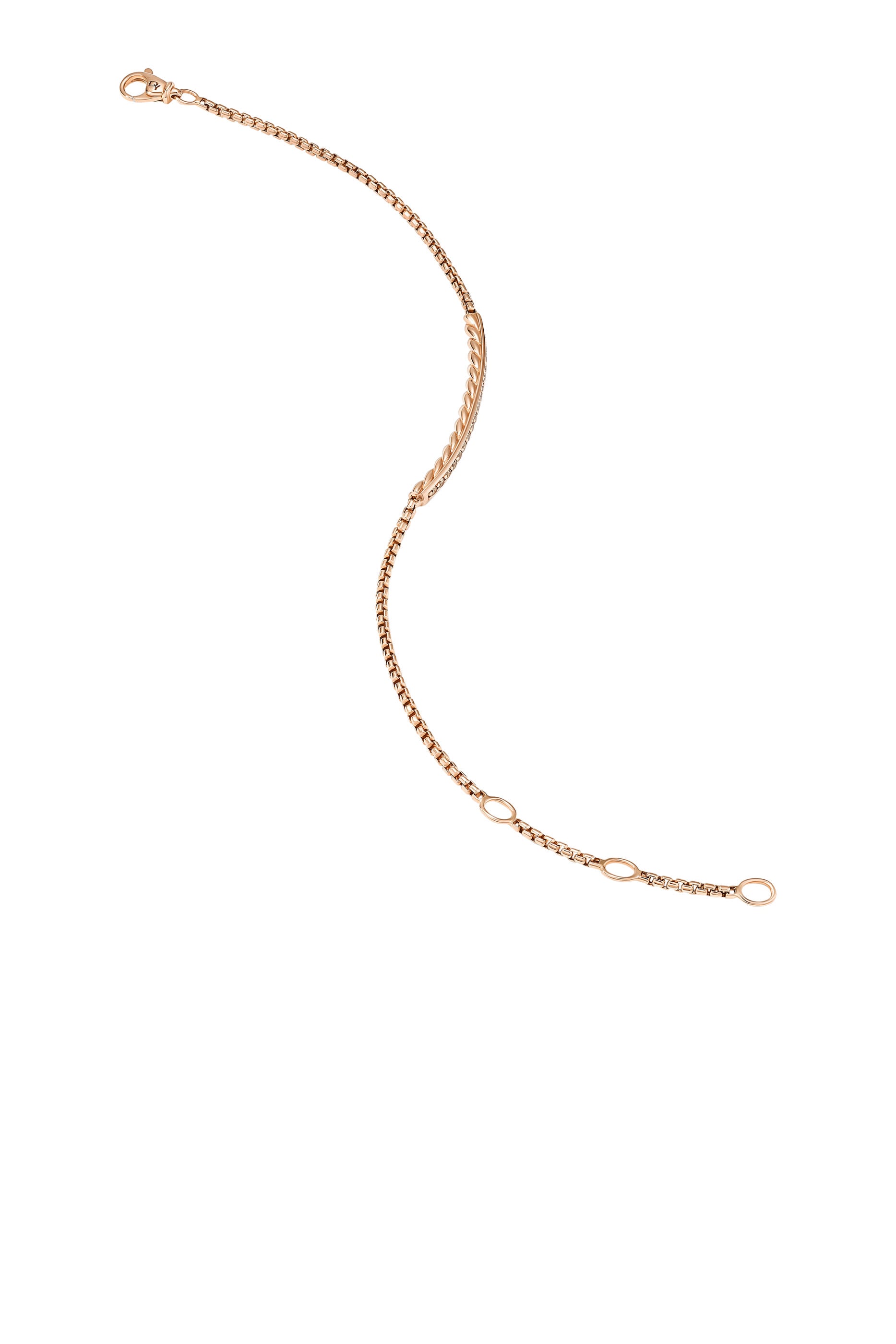 Petit Pave Bar Bracelet, 18K Rose Gold & Cognac Diamonds