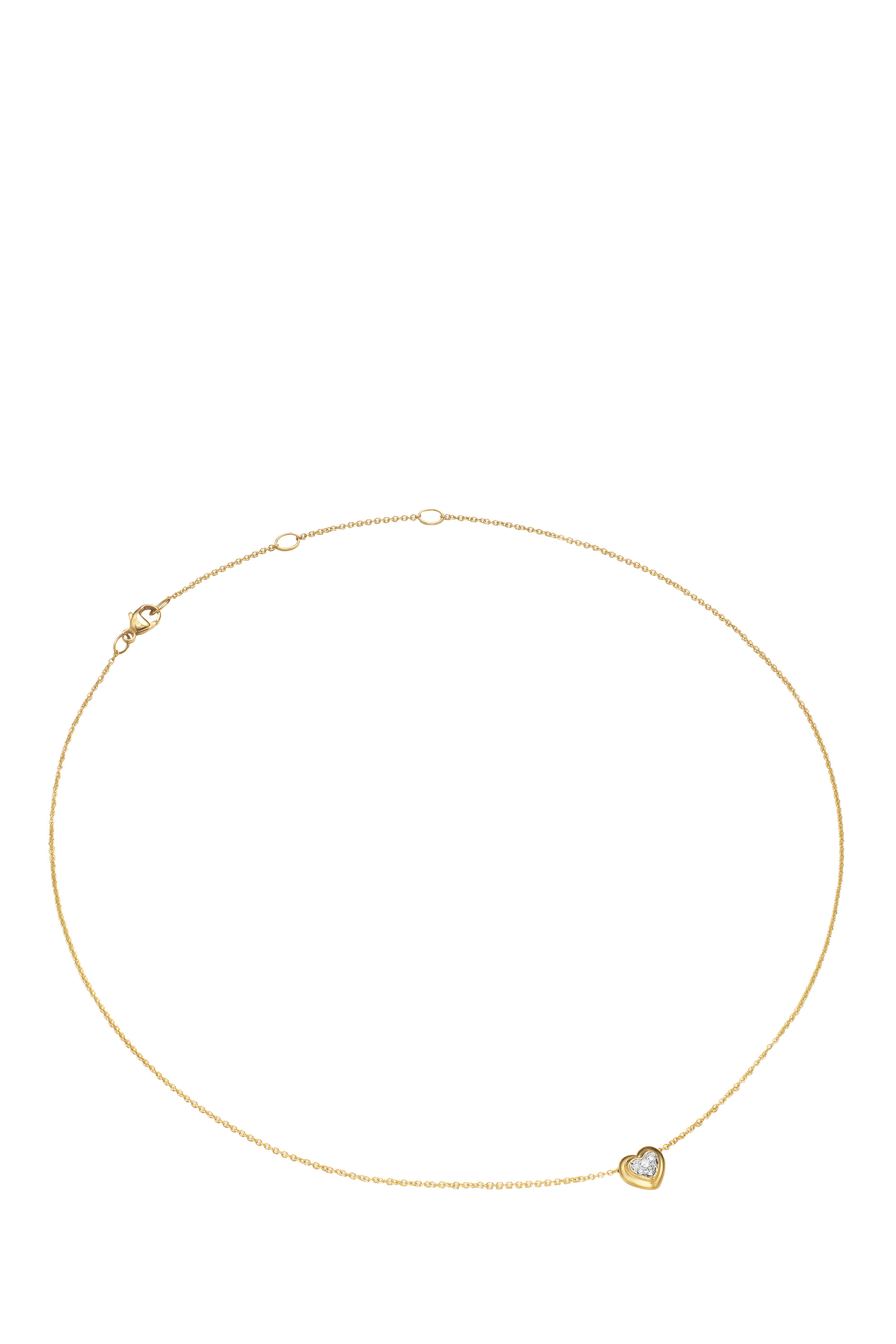 Puffy Heart Pendant, 18K Yellow Gold & Diamonds