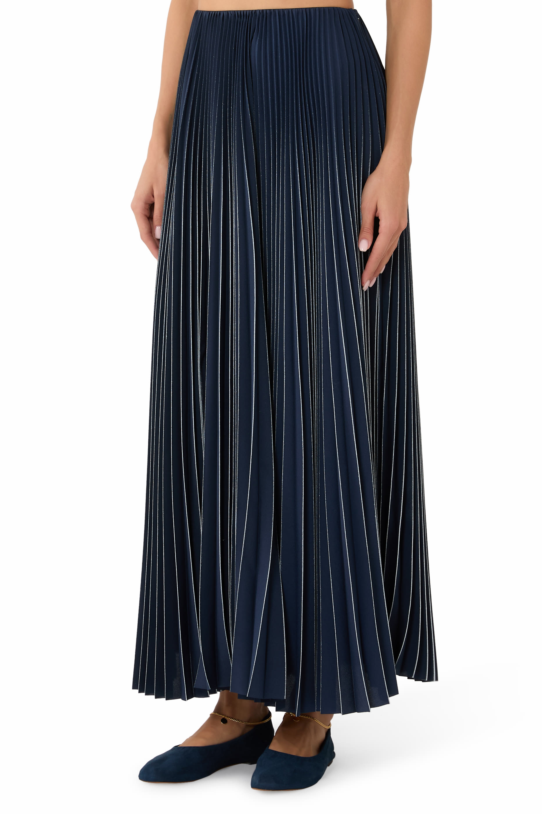 Pleated Cr&ecirc;pe de Chine Skirt
