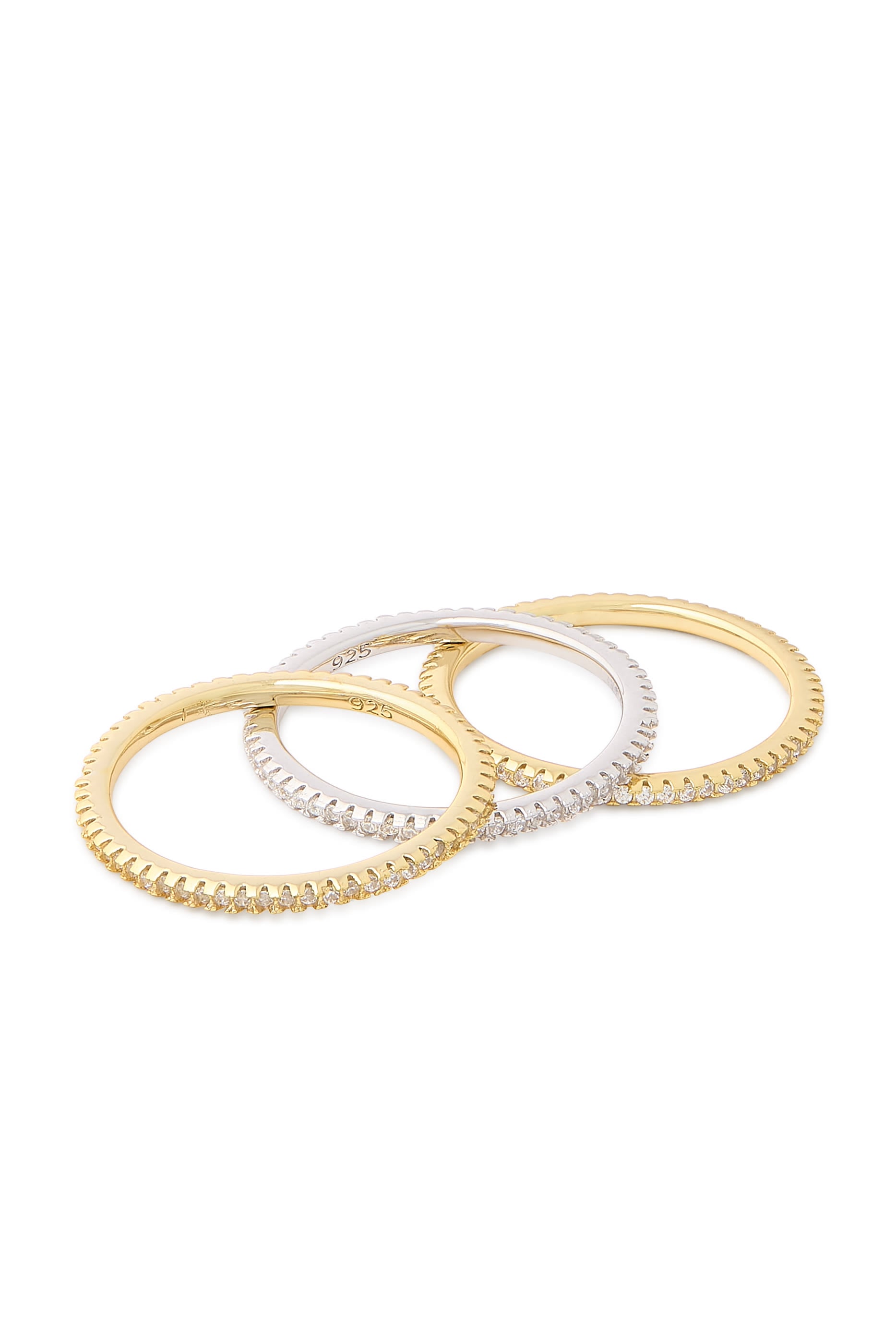  Eternity Band Ring Set,  14k Vermeil on Sterling Silver & Cubic Zirconia