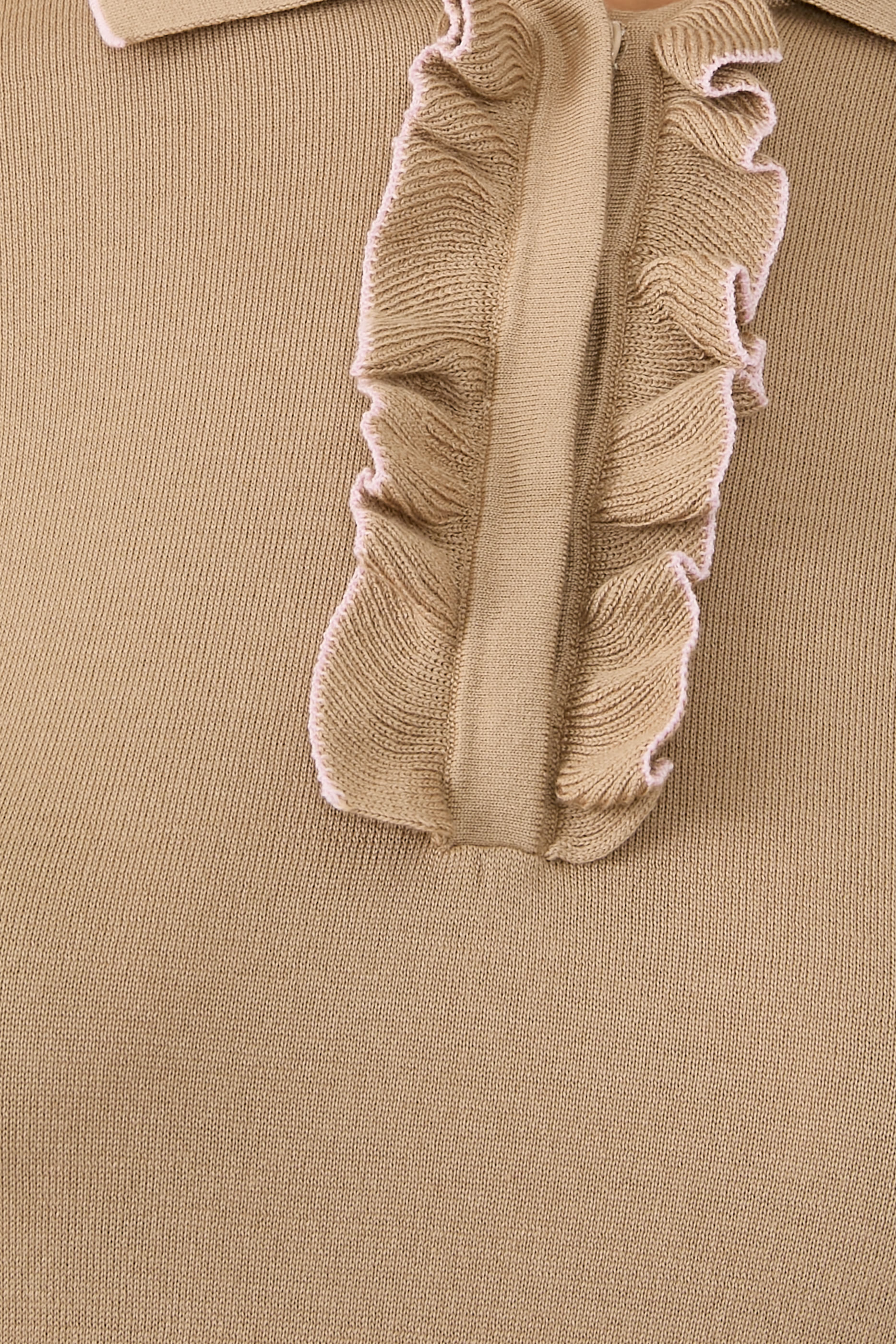 Frilled Polo Knit Top