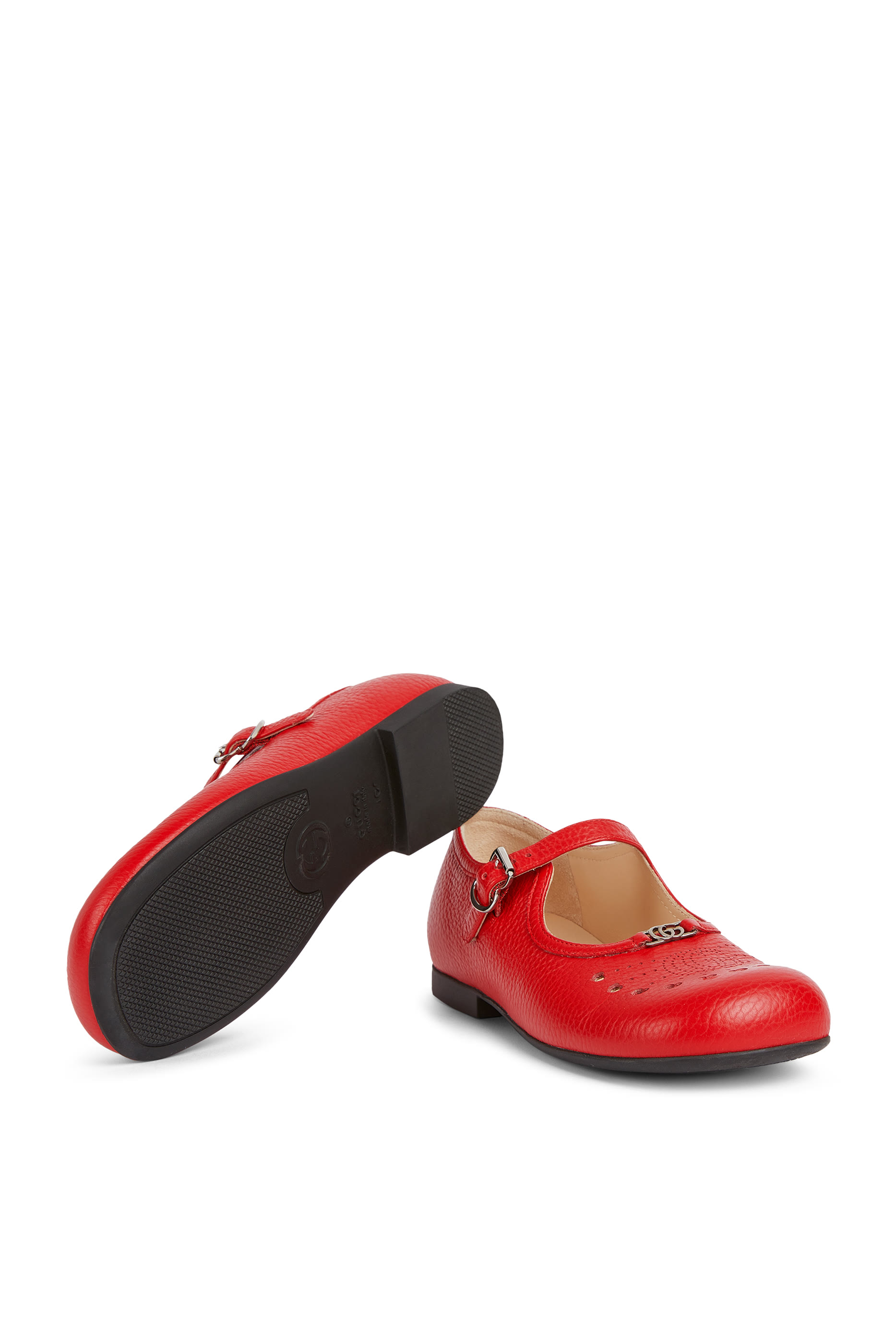 Kids Perforated Double G Detail Ballet Flats