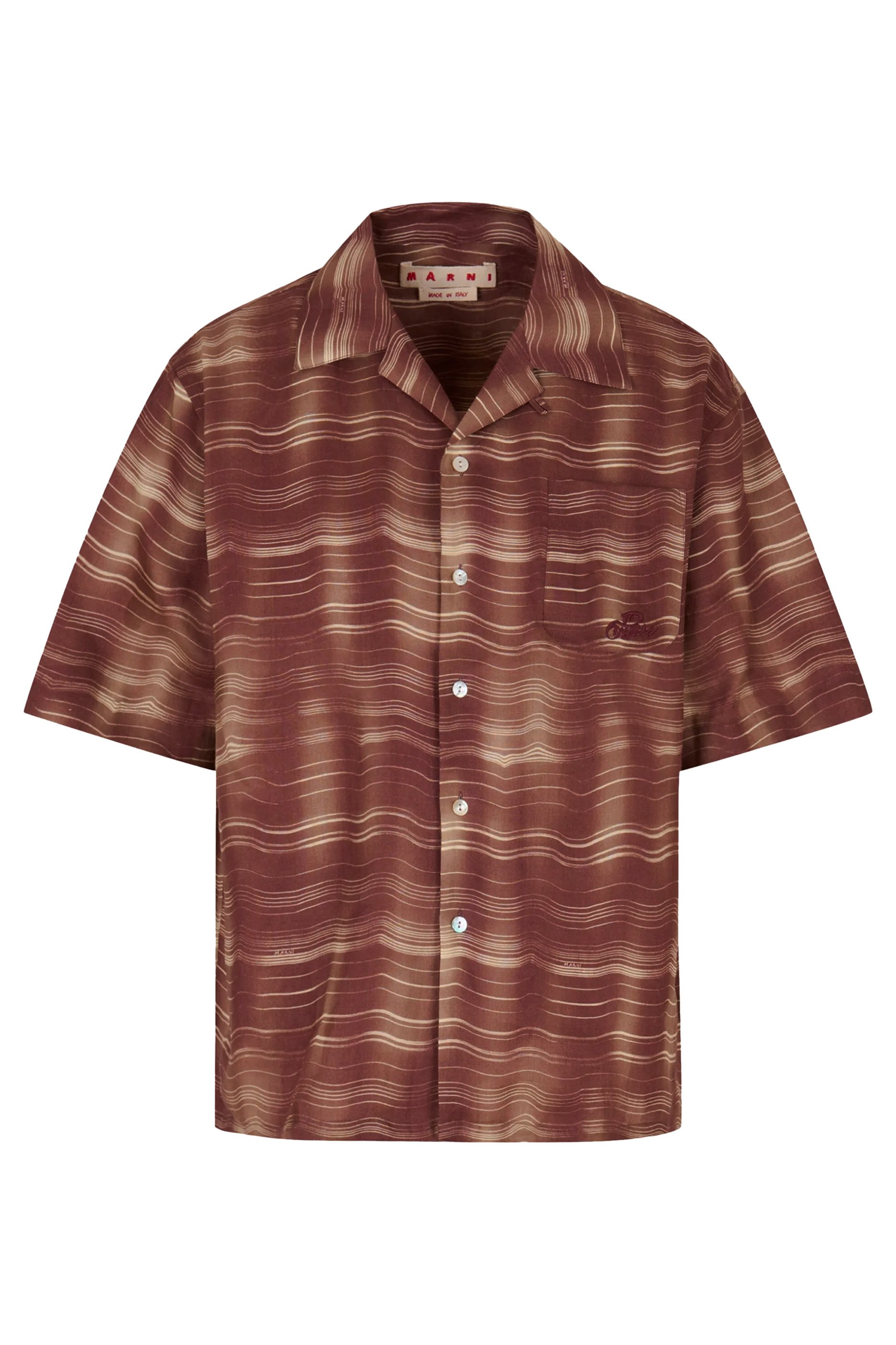 Short-Sleeved Bowling Shirt with Carousel Print