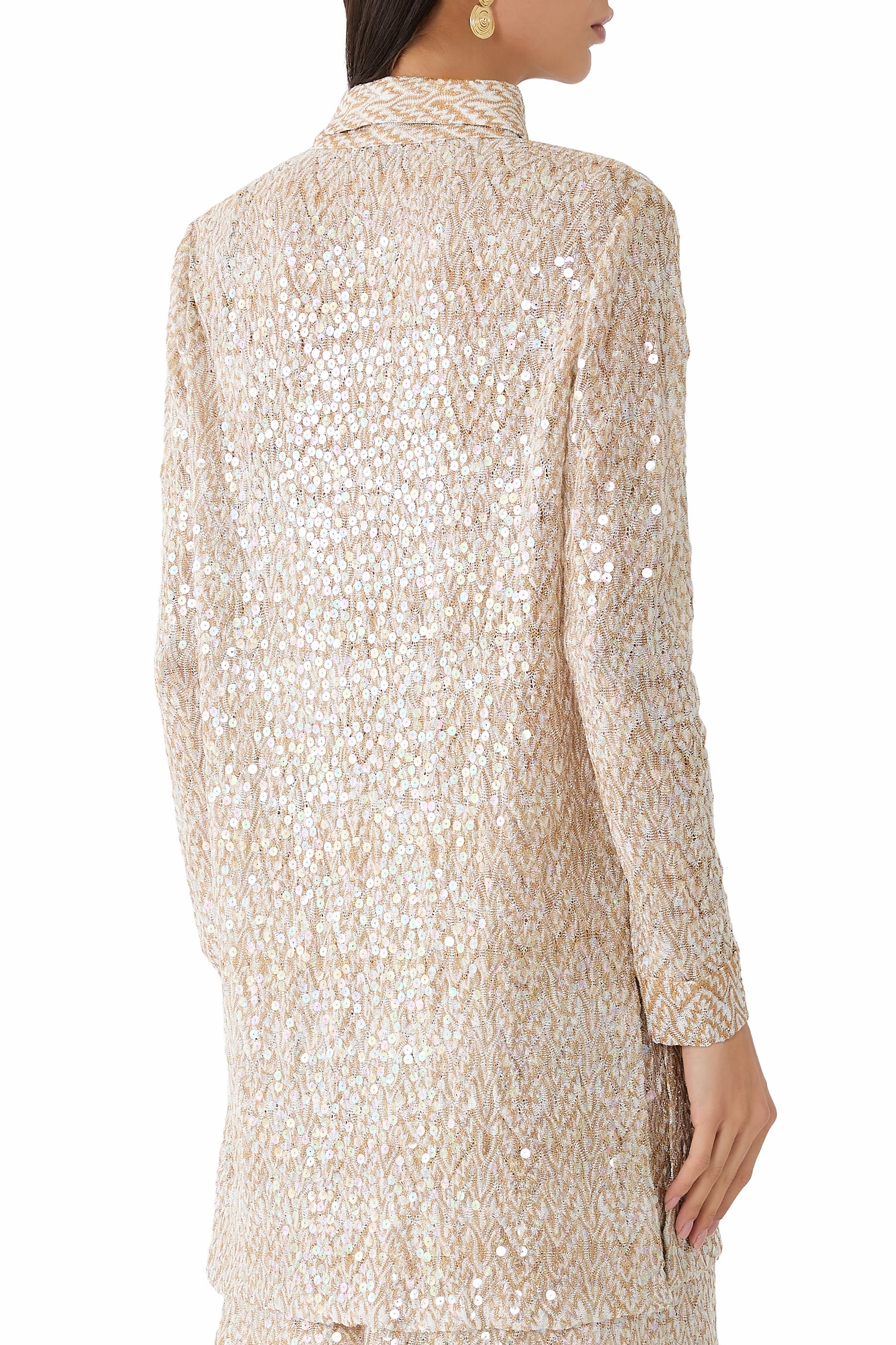  Mare Chevron Lace Sequinned Long Sleeve Shirt