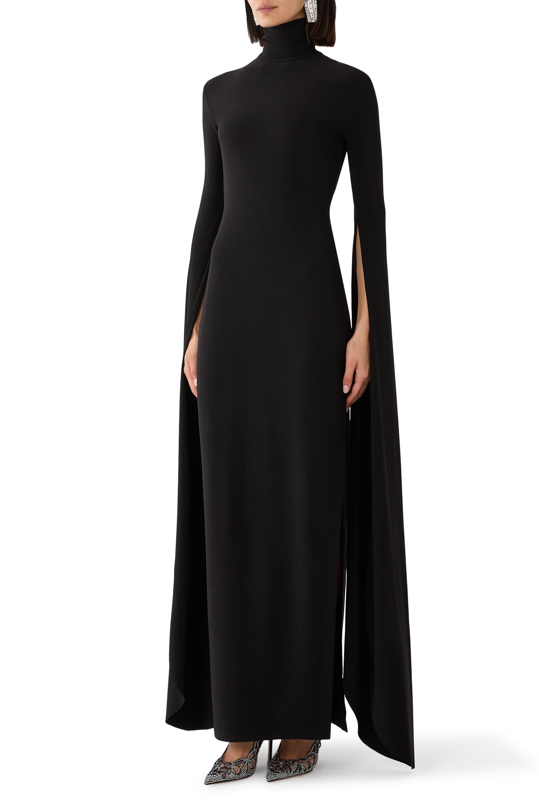 Open Back Ribbon Sleeves Turtle Gown