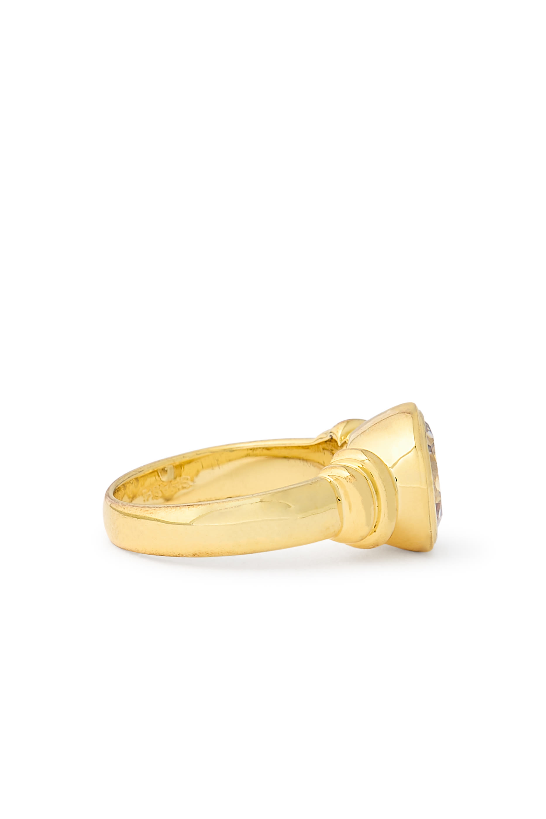 Diamond Pinky Ring, 14K Gold Plated with Cubic Zirconia
