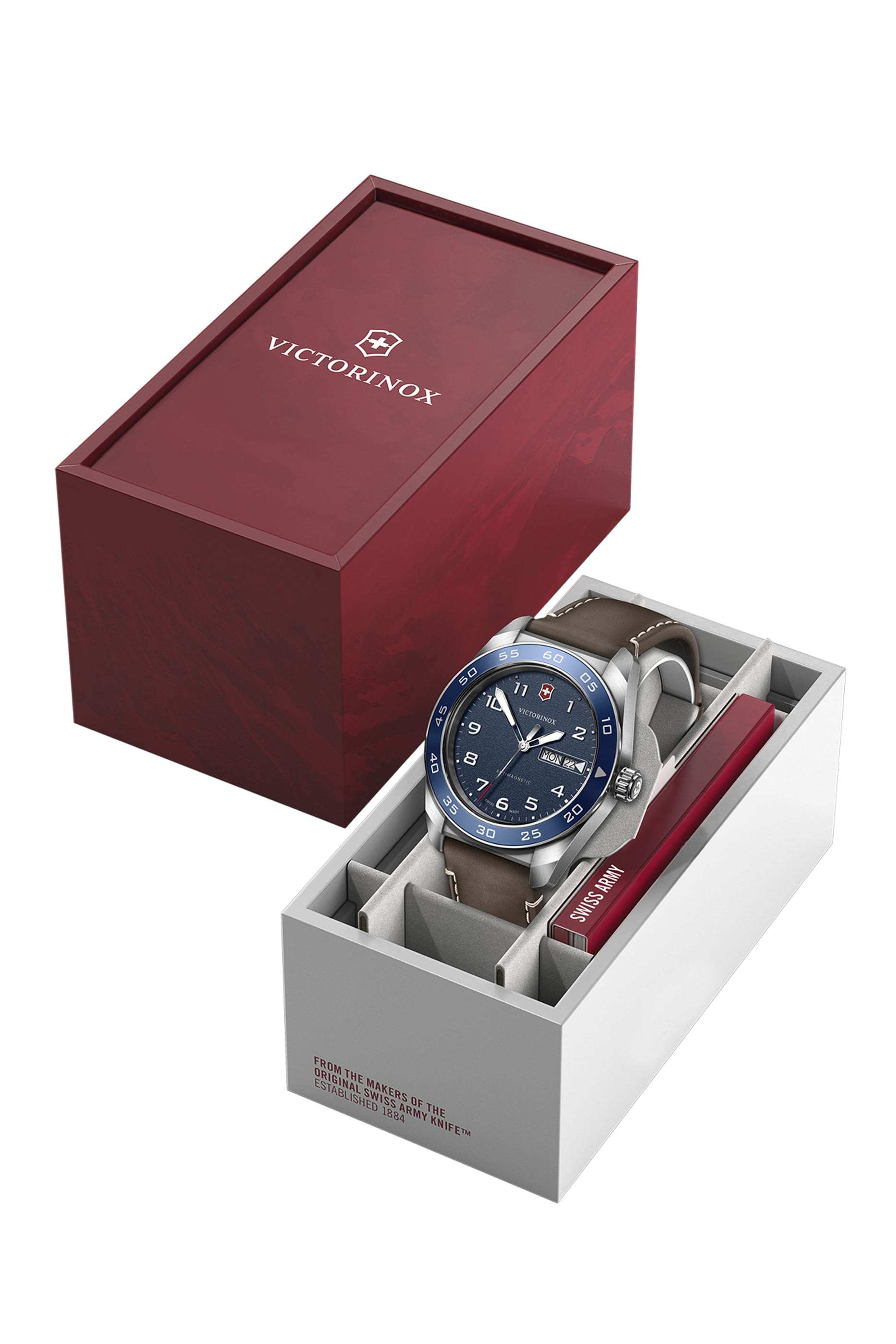 Swiss Army Quartz Watch, Stainless Steel & Leather