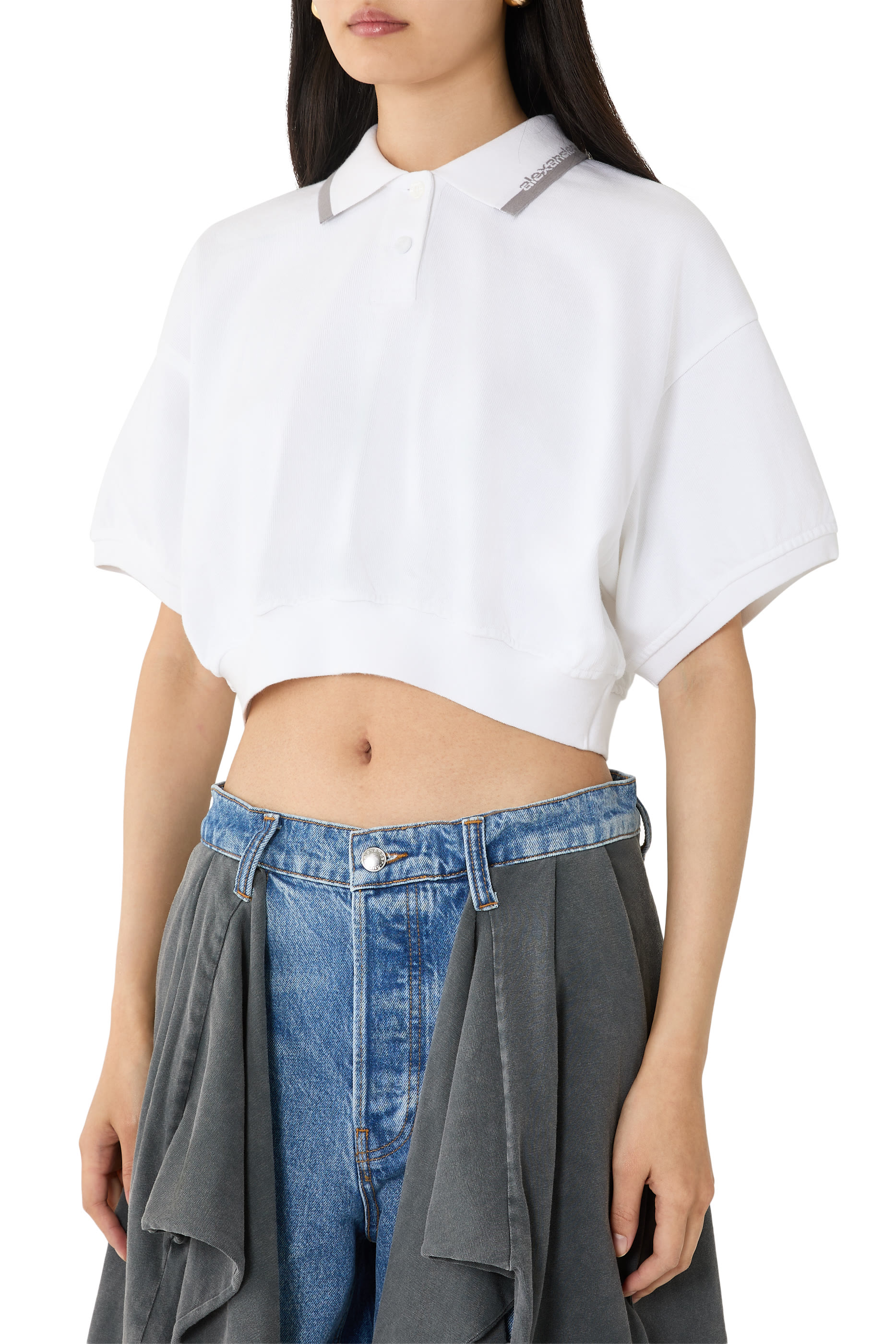 Cropped Cinched Cotton Polo