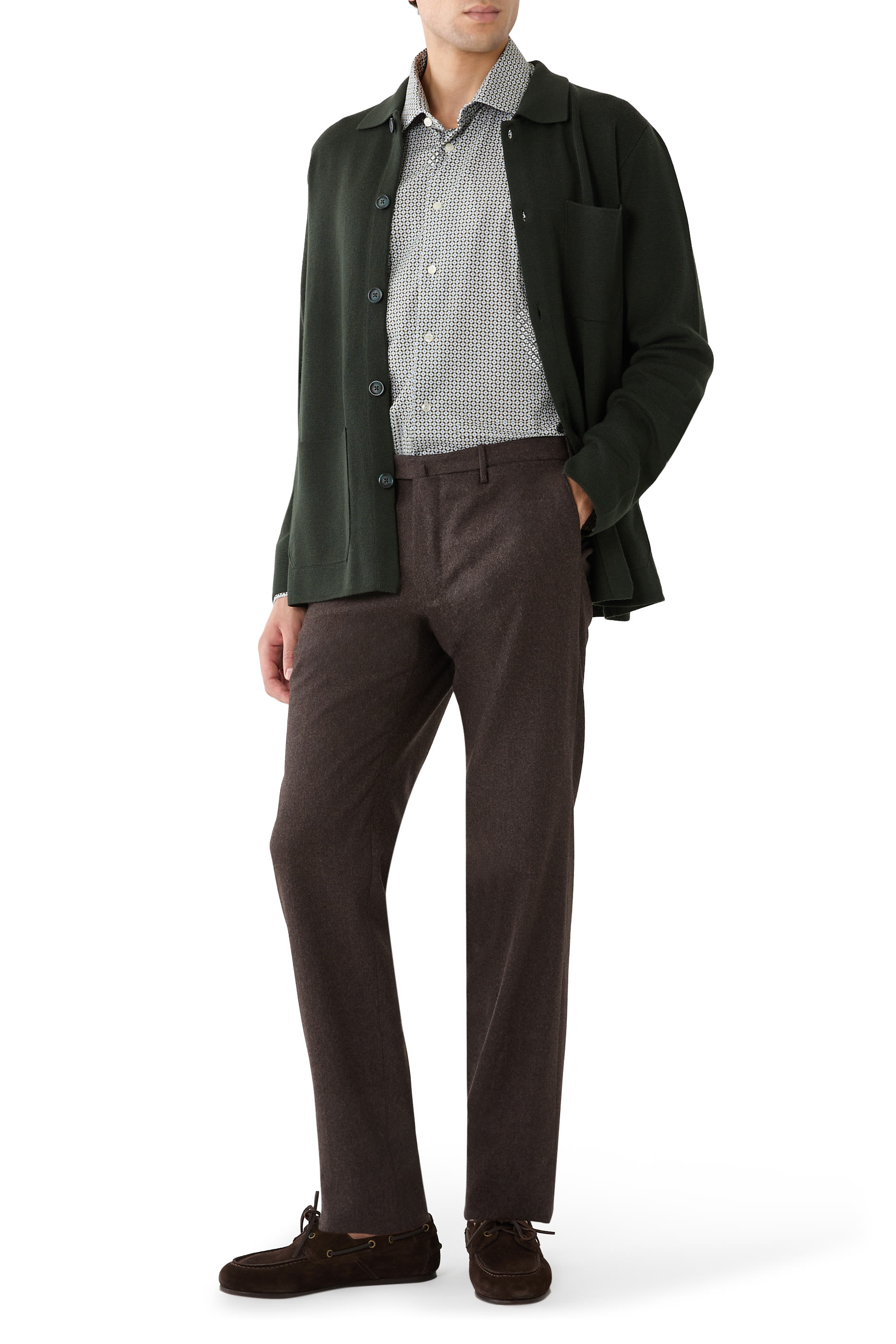 Geometric Jersey Stretch Shirt