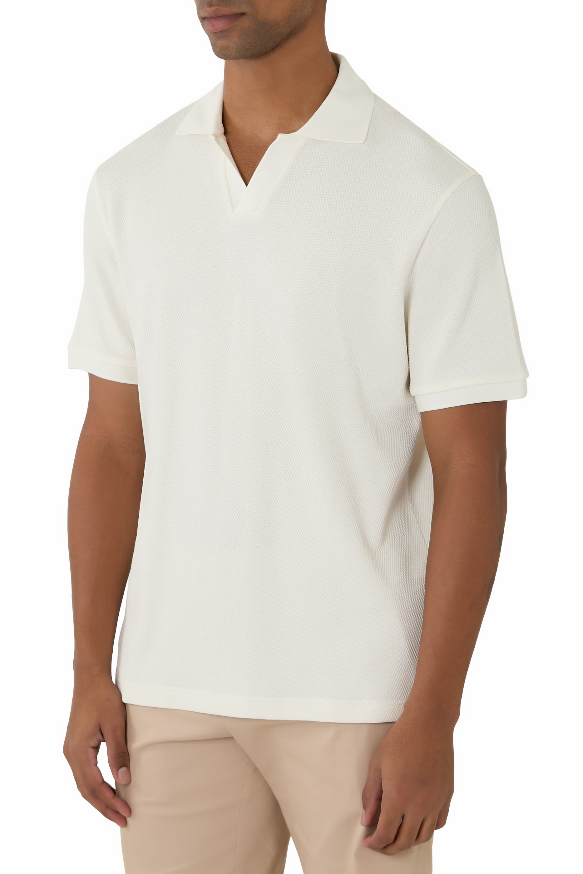 Open Collar Knit Polo Shirt