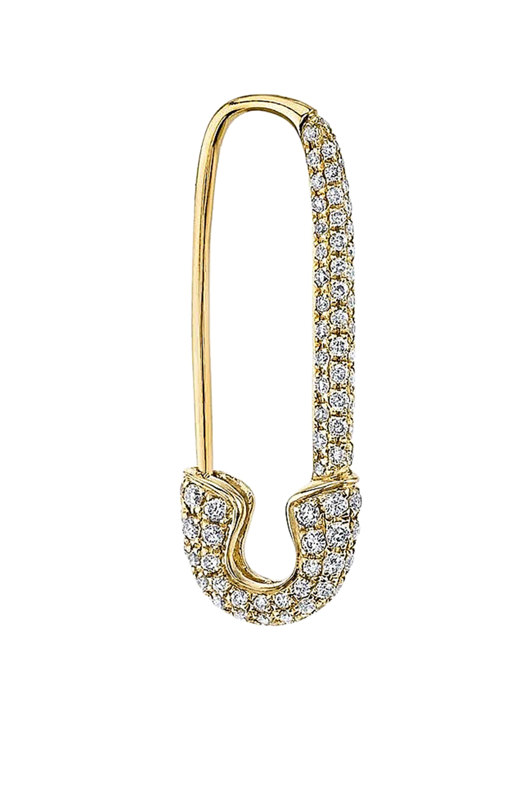 Diamond Safety Pin Earring, 18K Yellow Gold & Diamonds