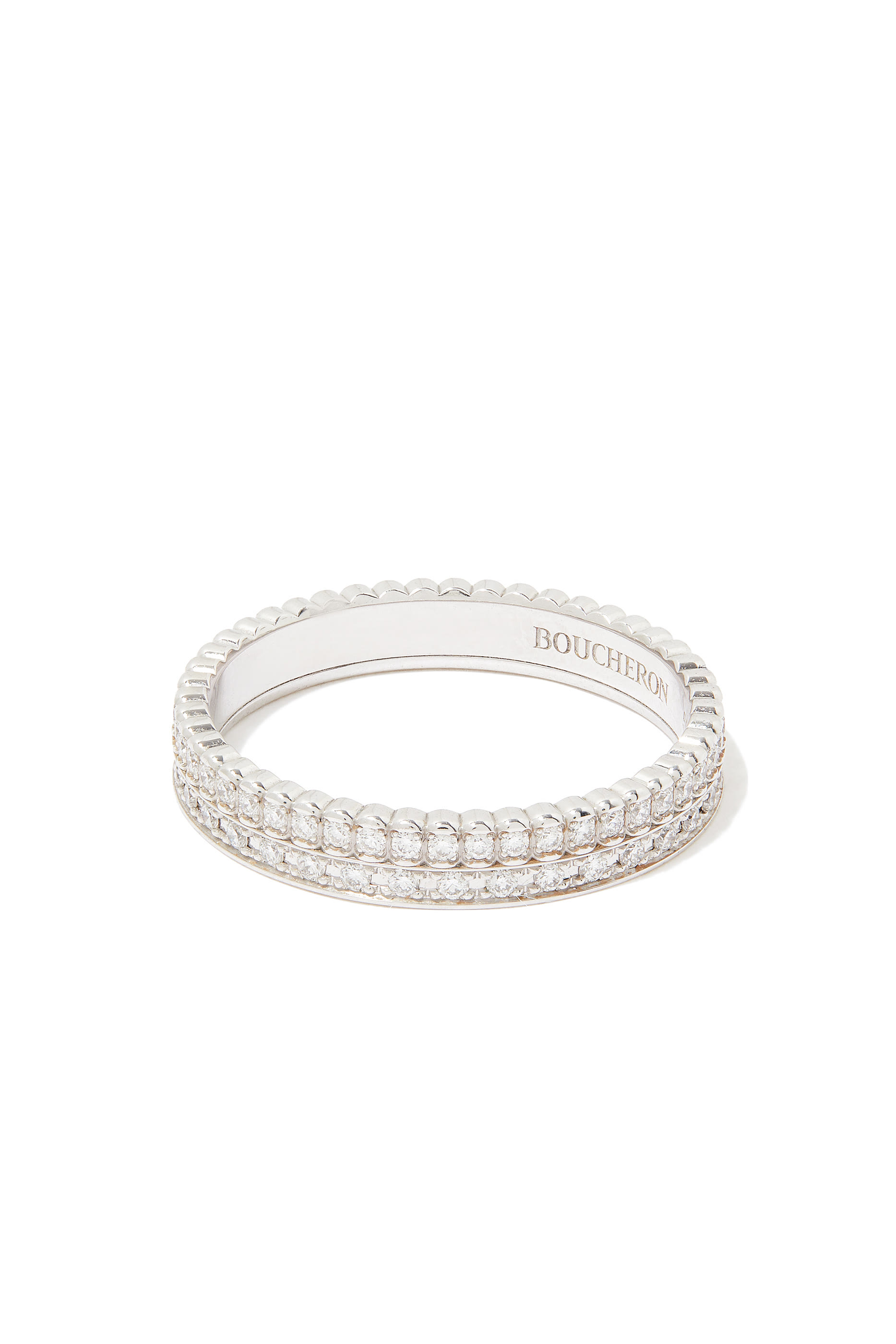 Quatre Radiant Edition Wedding Band, 18K White Gold & Diamonds