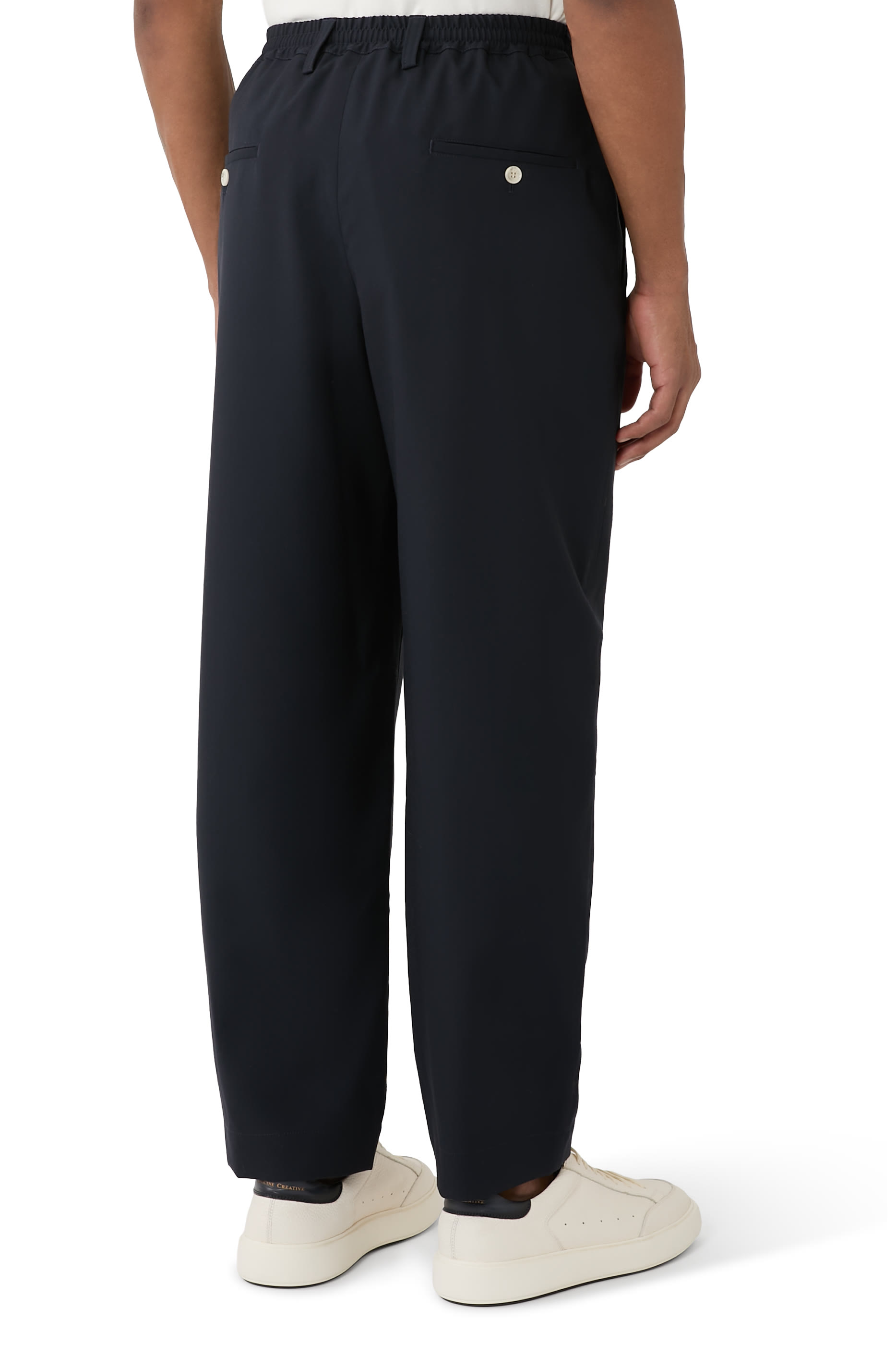 Elasticated Drawstring Waist Tropical Wool Trousers