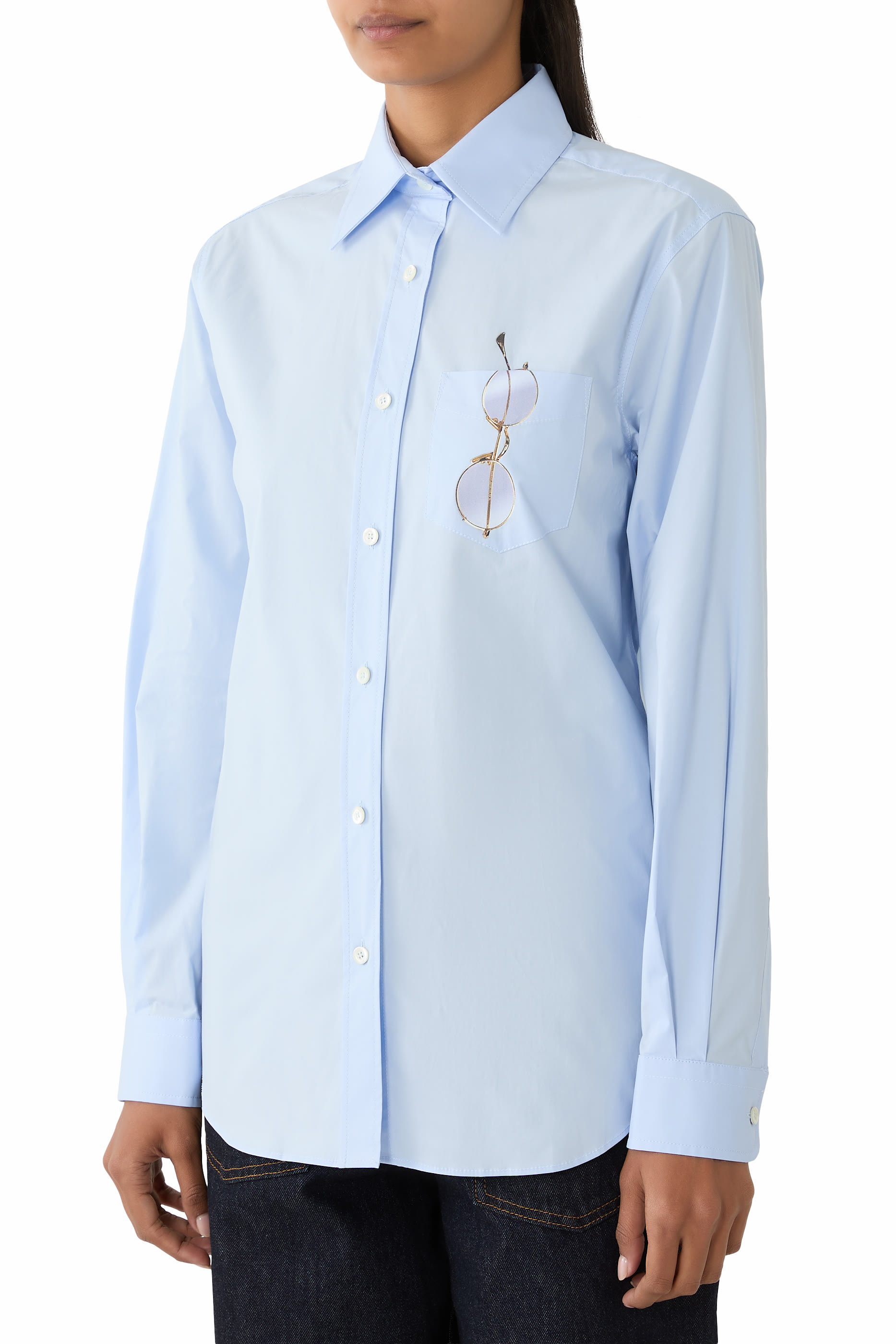  Printed Stretch Cotton Poplin Shirt
