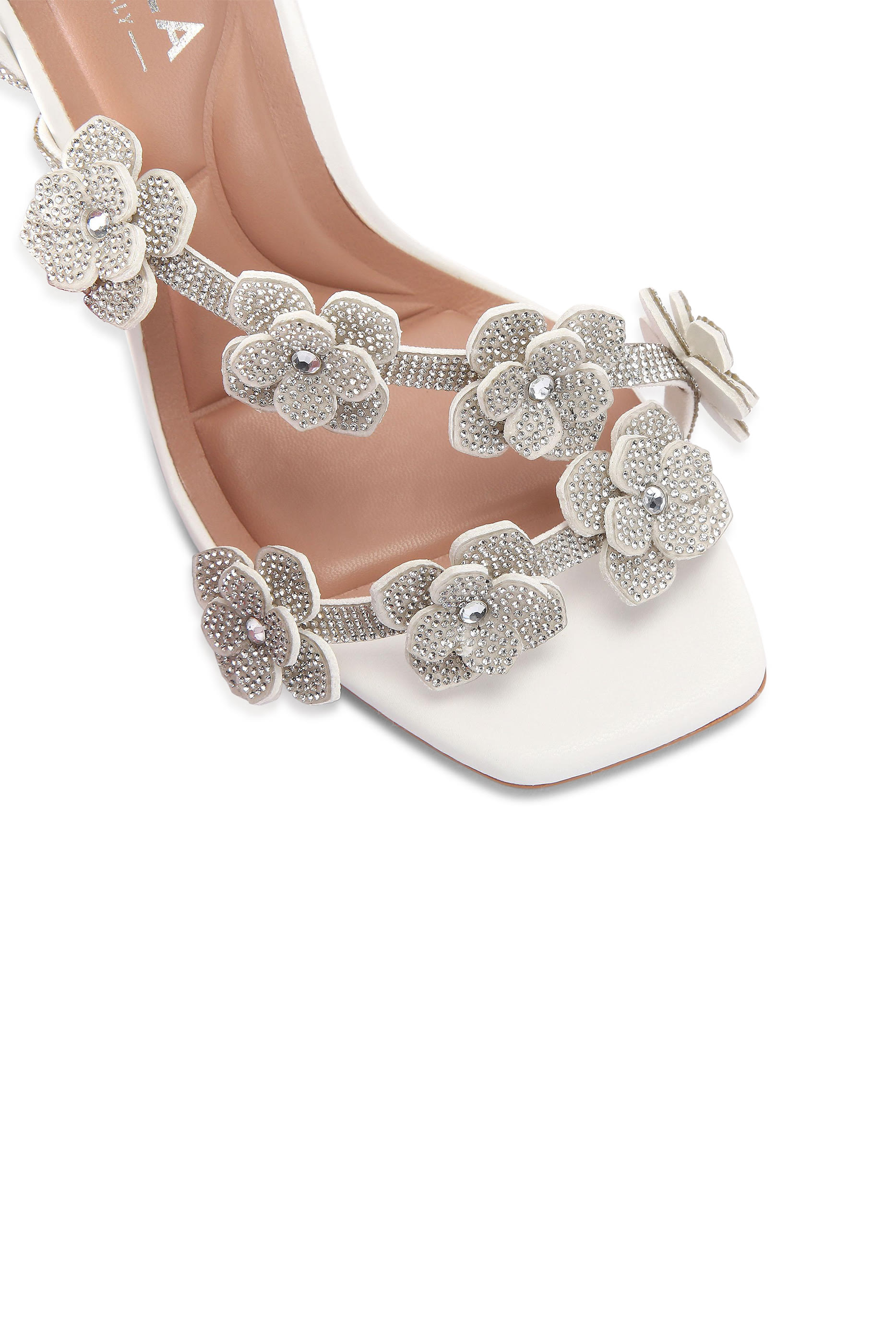 Petalo 90 Silver Crystal Sandals