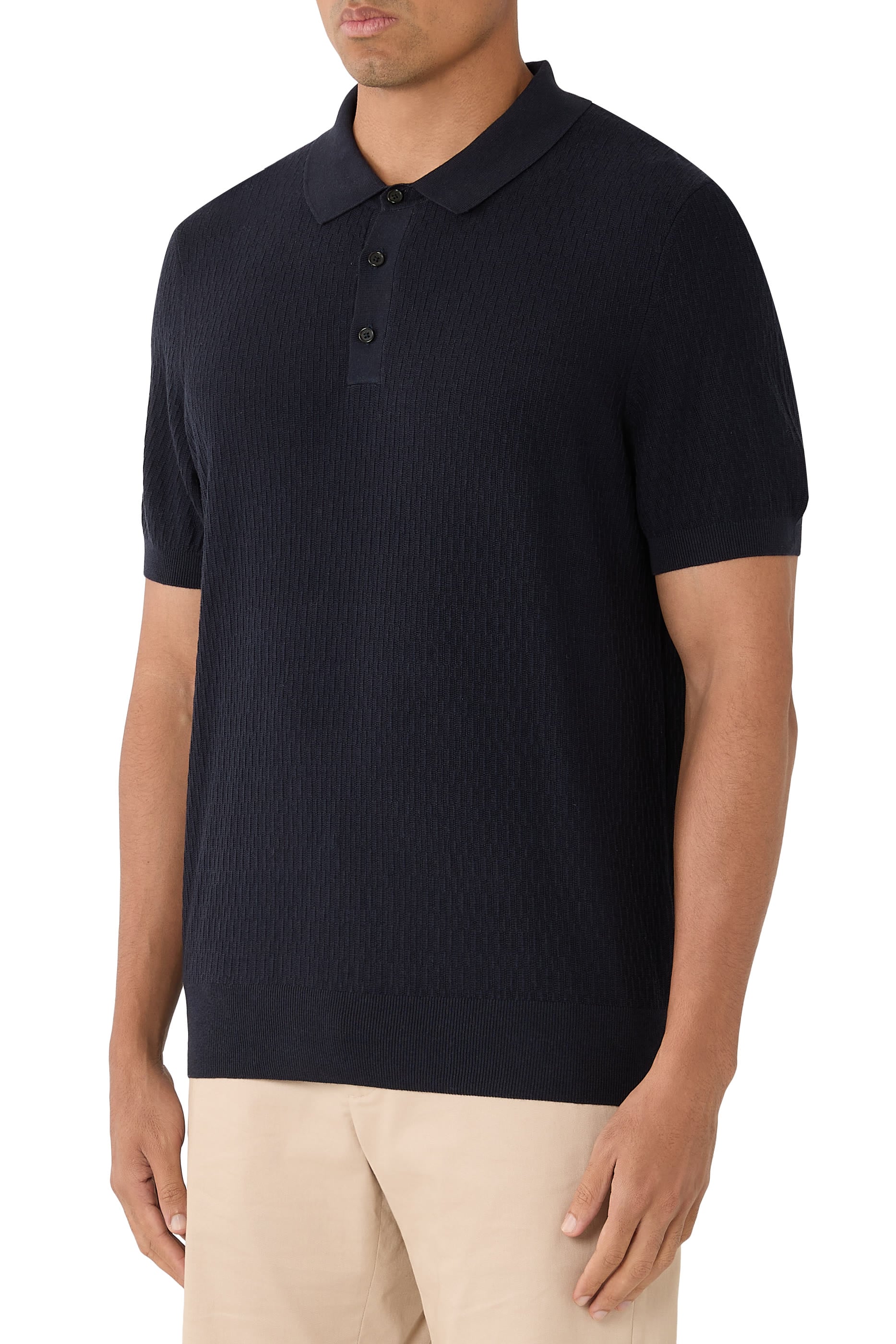 H-Lurazio Textured Knit Polo Shirt
