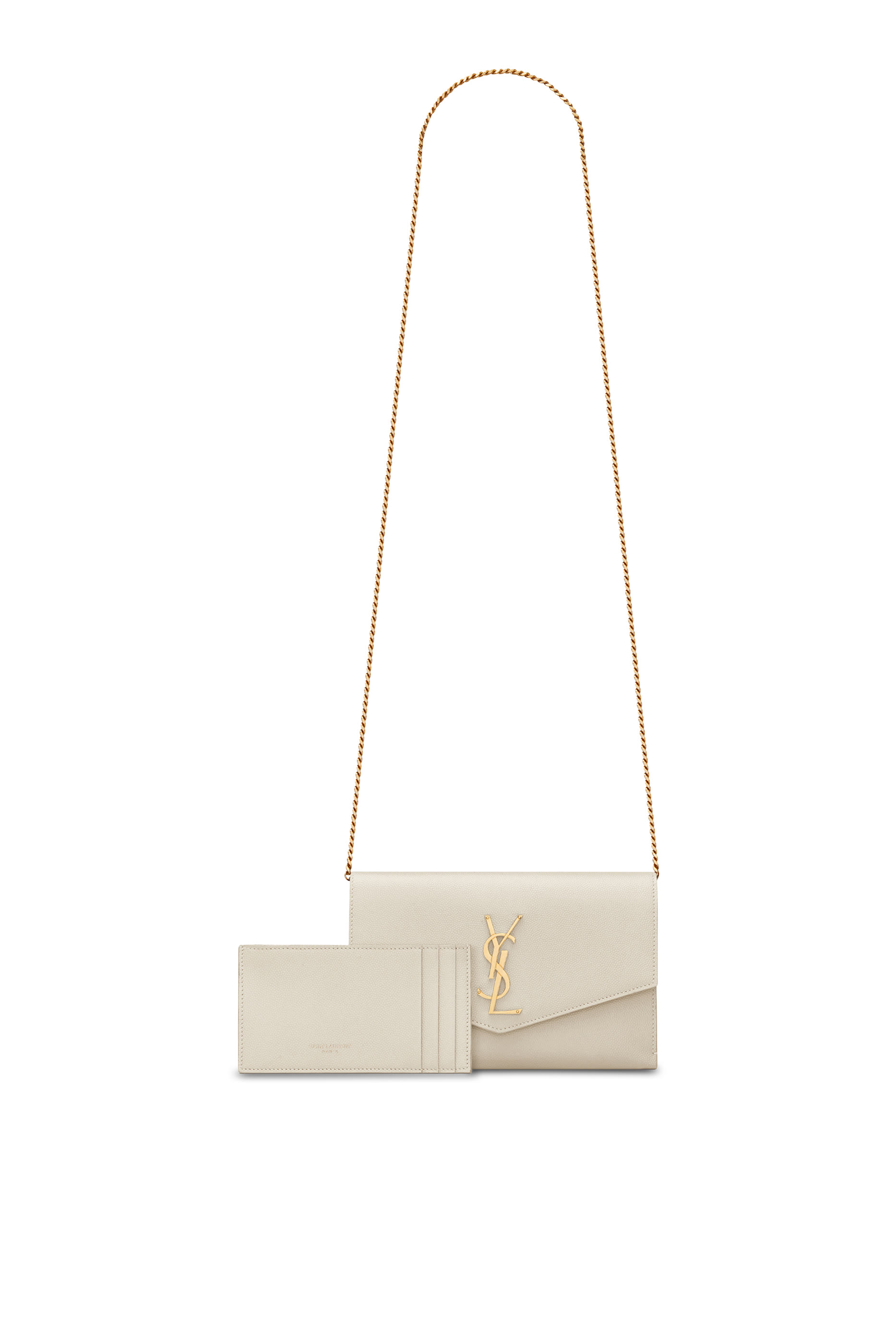 Uptown Chain Wallet In Grain De Poudre Embossed Leather 