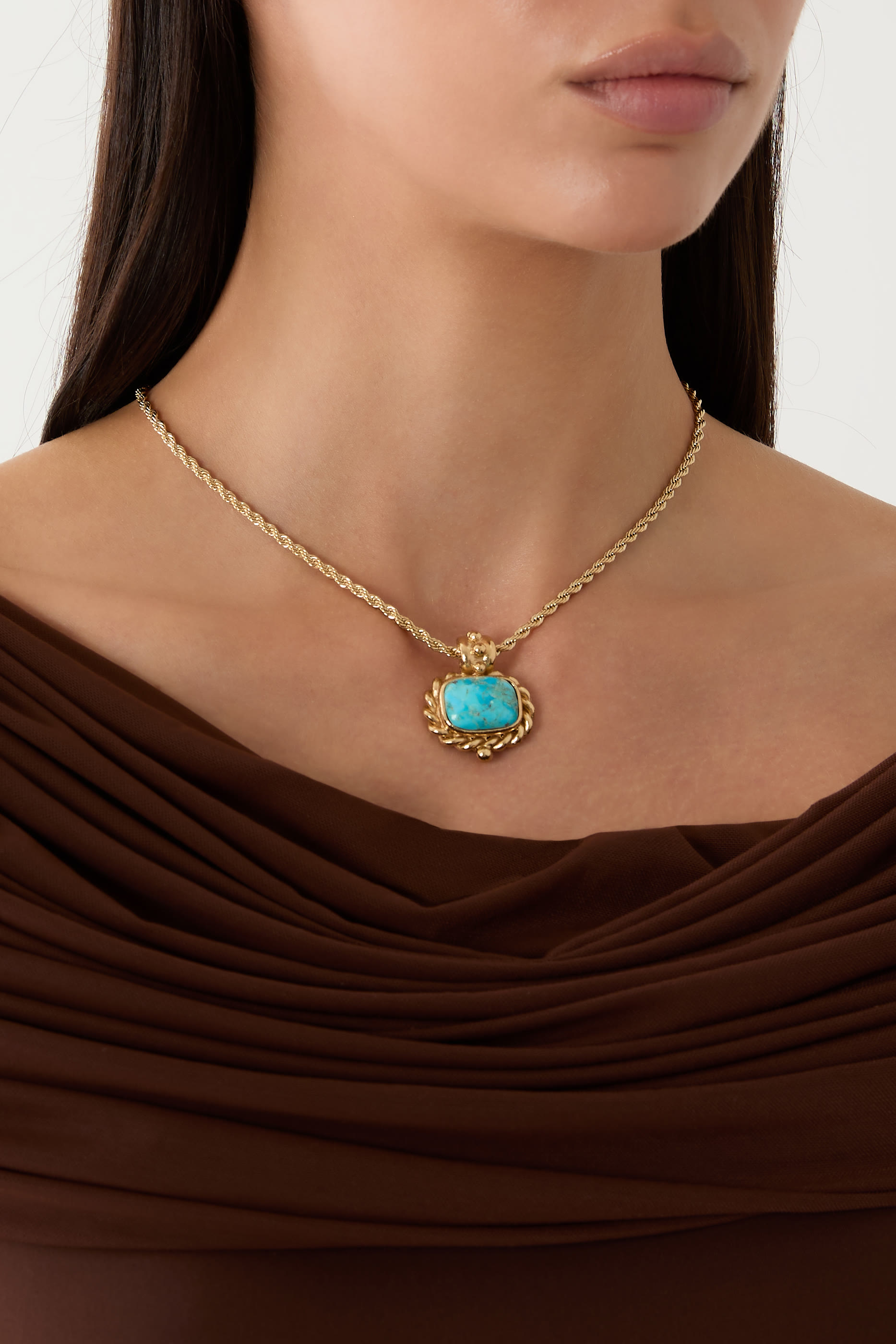 Amarante Necklace, Gold-Plated Brass & Gemstone