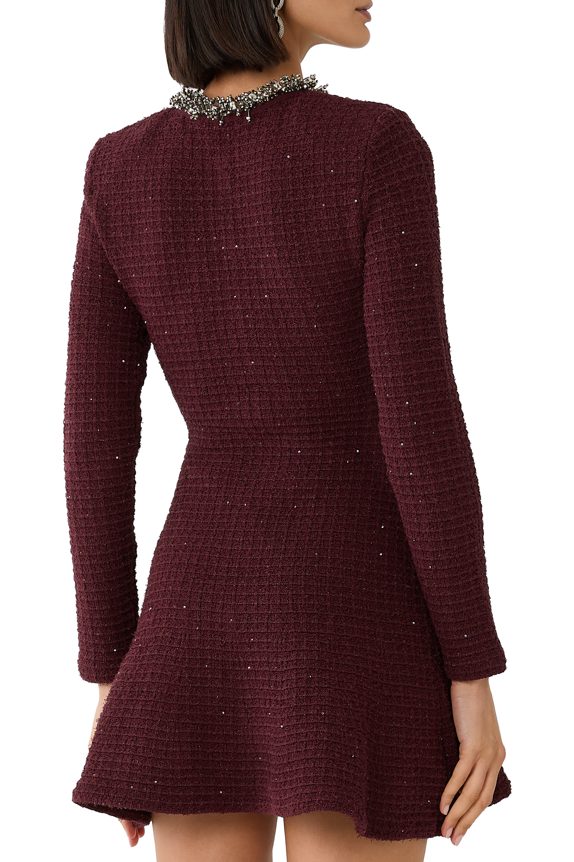 Textured Knit Embellished Mini Dress