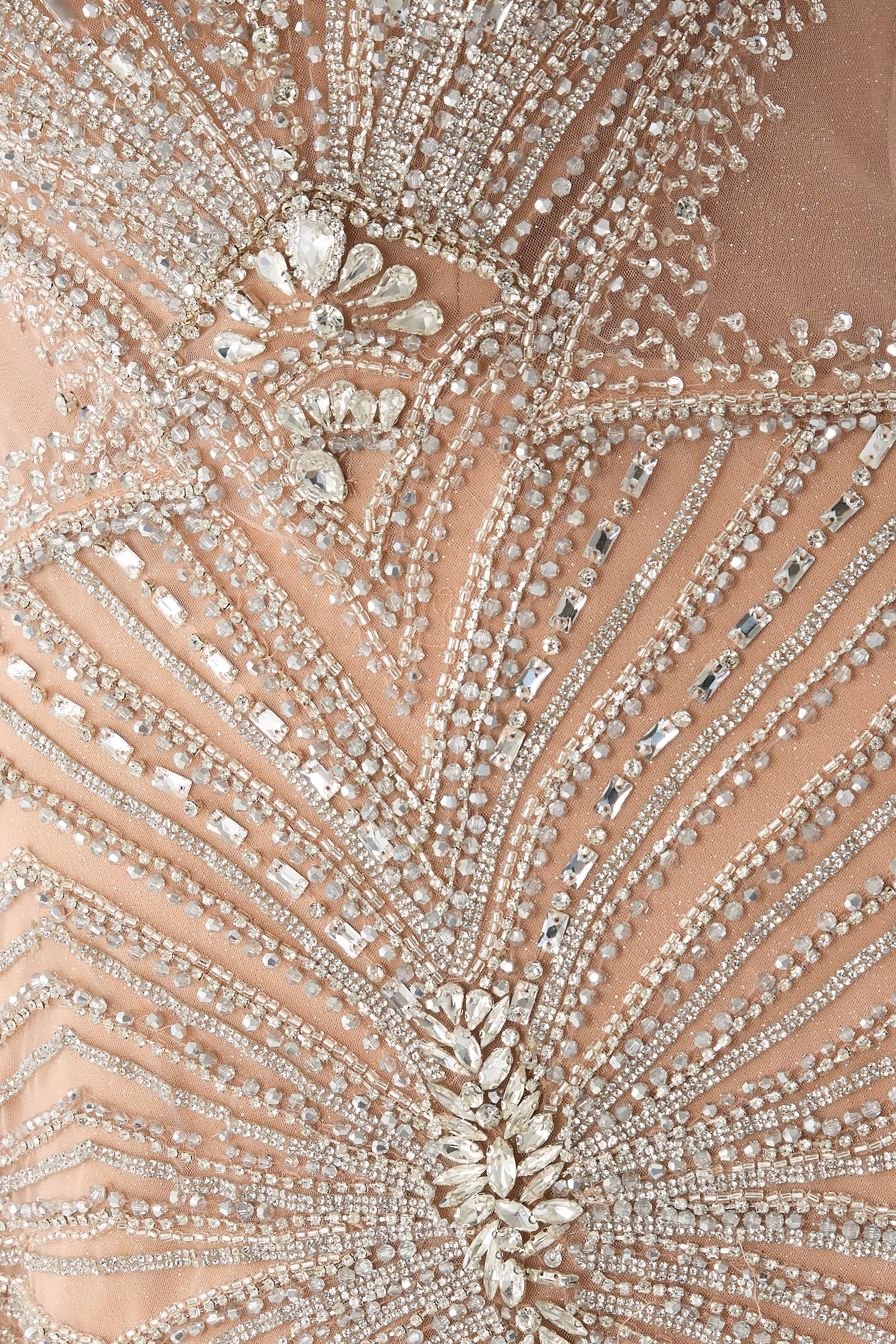 Crystal-Embellished Cape Sleeve Gown