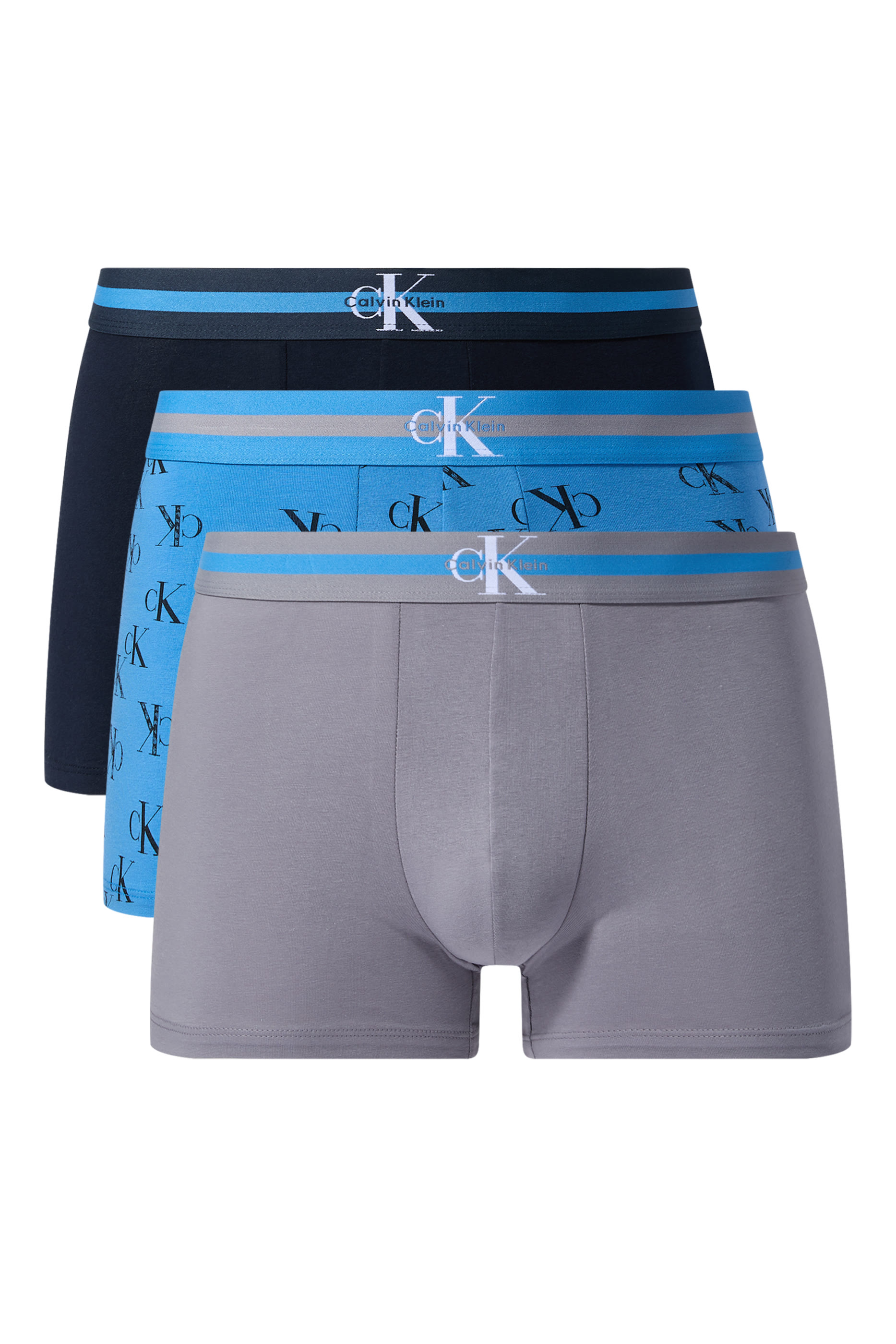  Graphic Monogram Cotton Stripe Trunks, Set of 3 