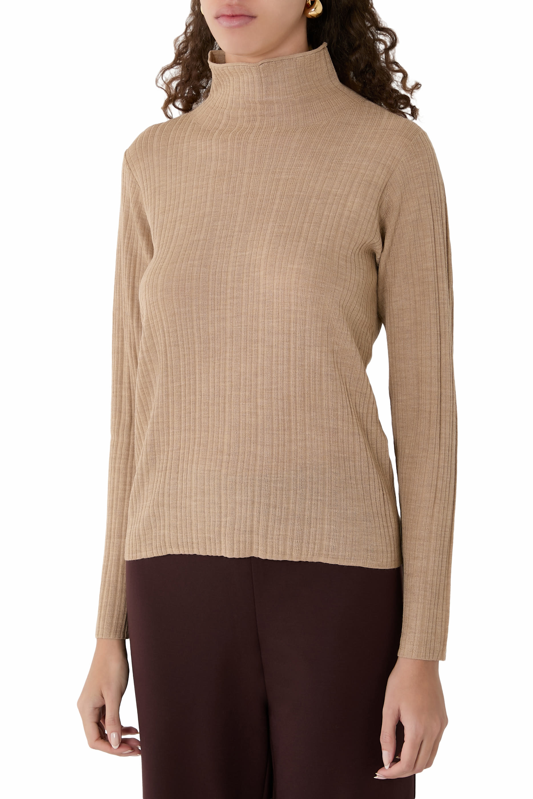 Superfine Merino Turtleneck Top in Regenerative Wool