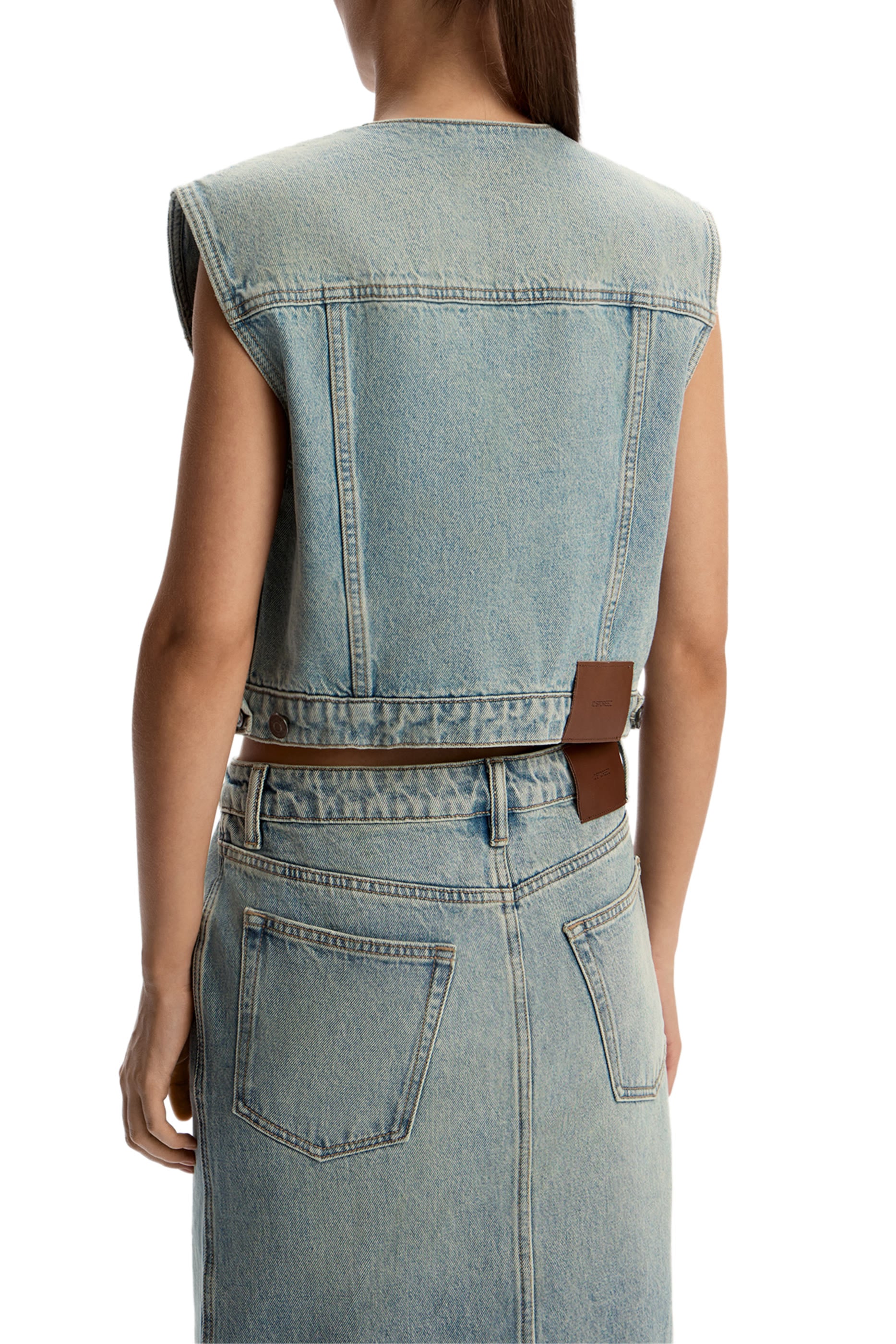 Front Slit Denim Skirt