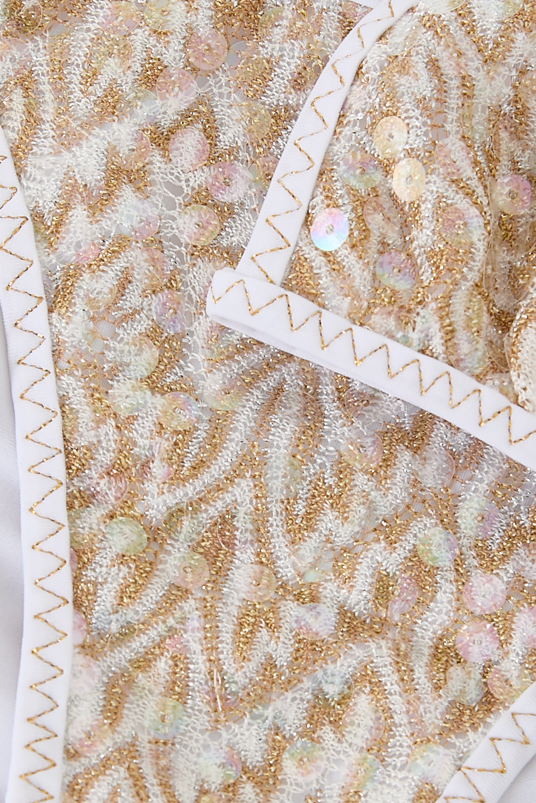 Triangle Bikini with Zigzag Pattern and Adjustable Ties