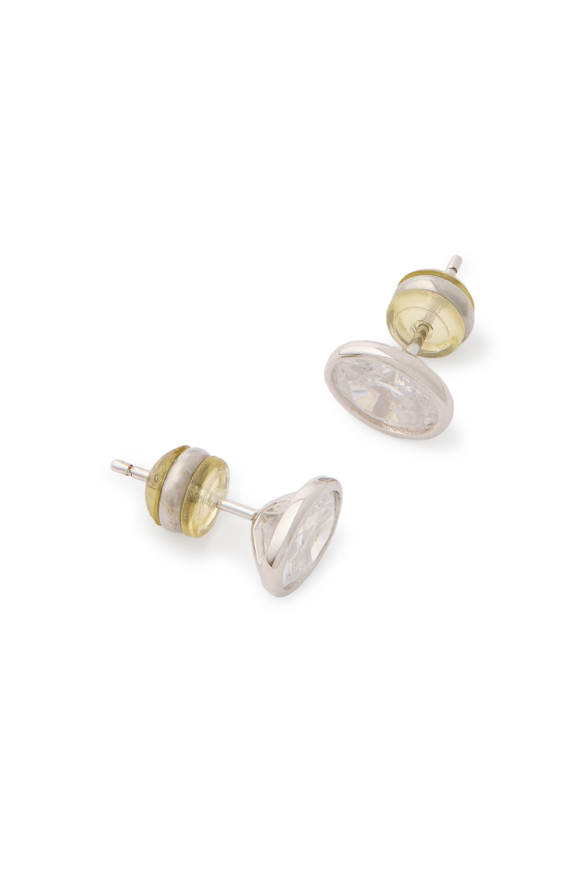 Oval Bezel Stud Earrings