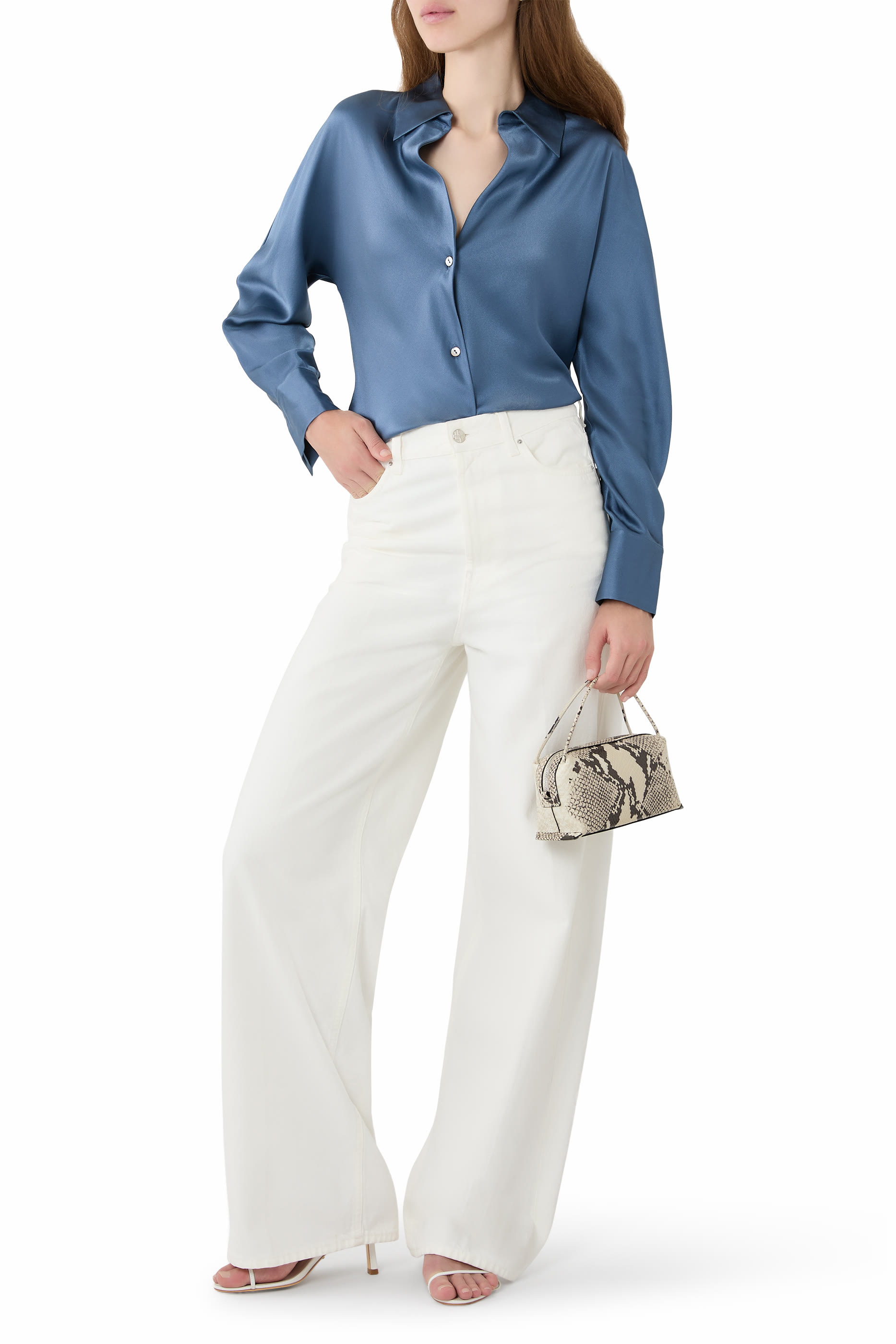 Silk Bias Long-Sleeve Blouse 