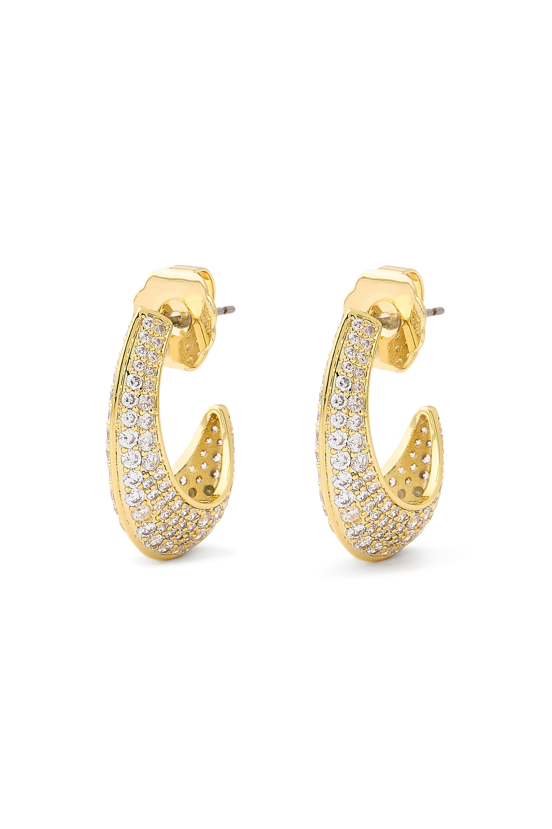 Modern Pave CZ Half Hoop Earrings