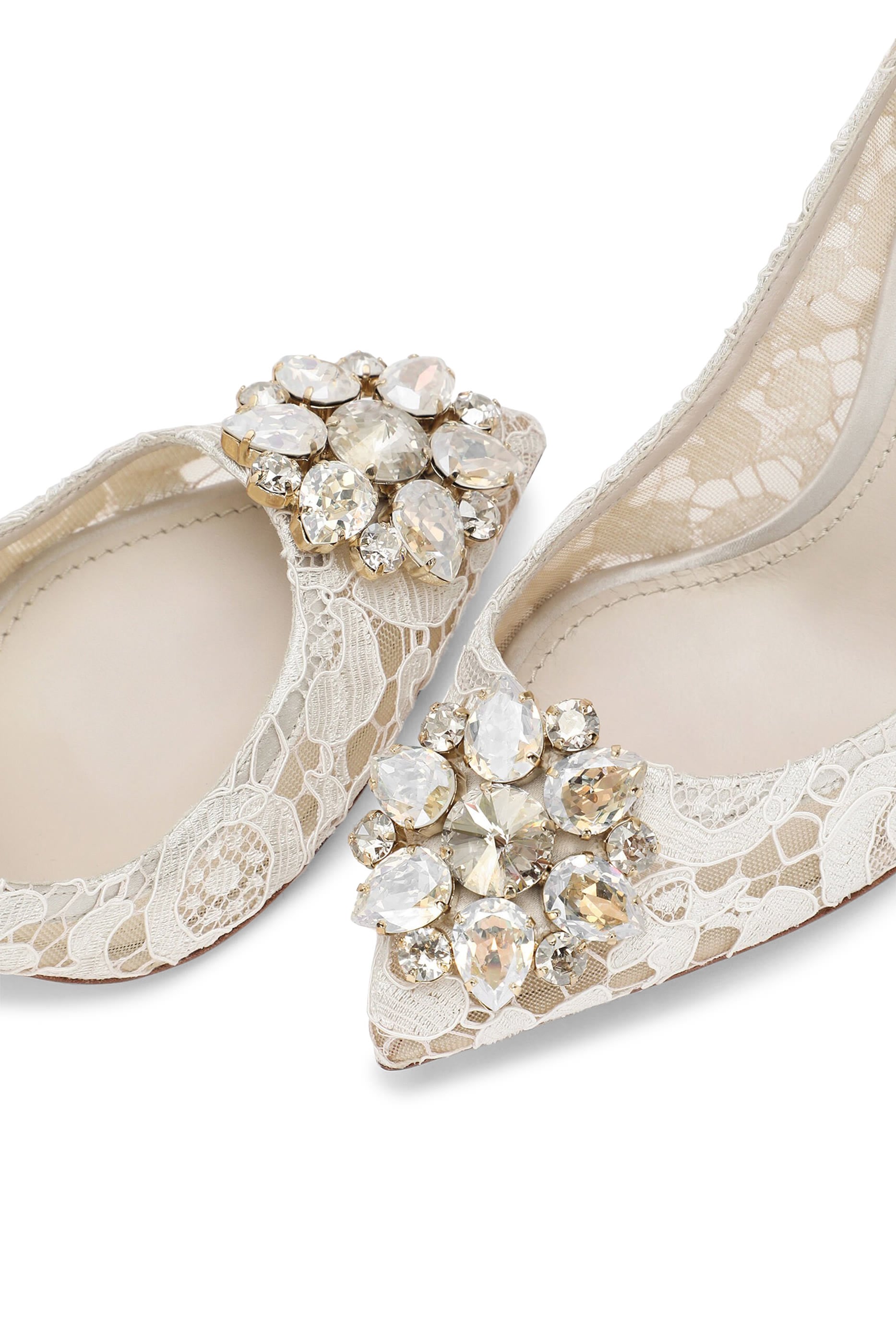 Lace Rainbow Pumps with Brooch Detailing