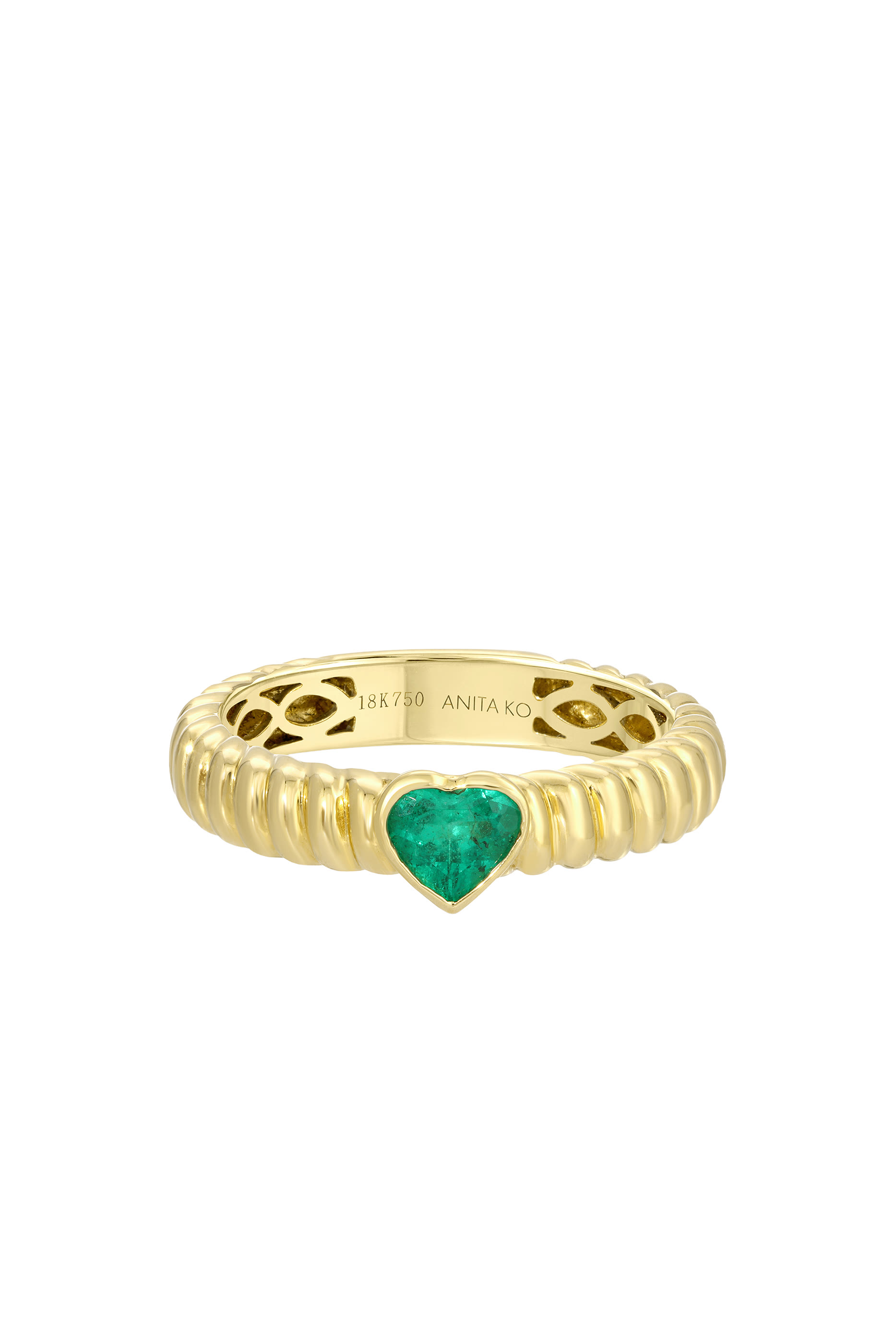 Thin Zoe Ring, 18k Yellow Gold & Emerald