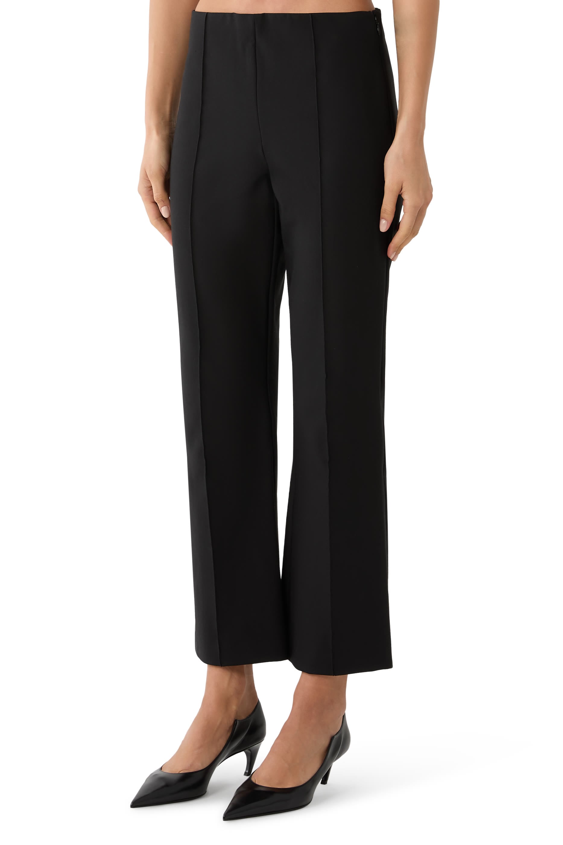 Niki Mid-Rise Pintuck Crop Flare Pant
