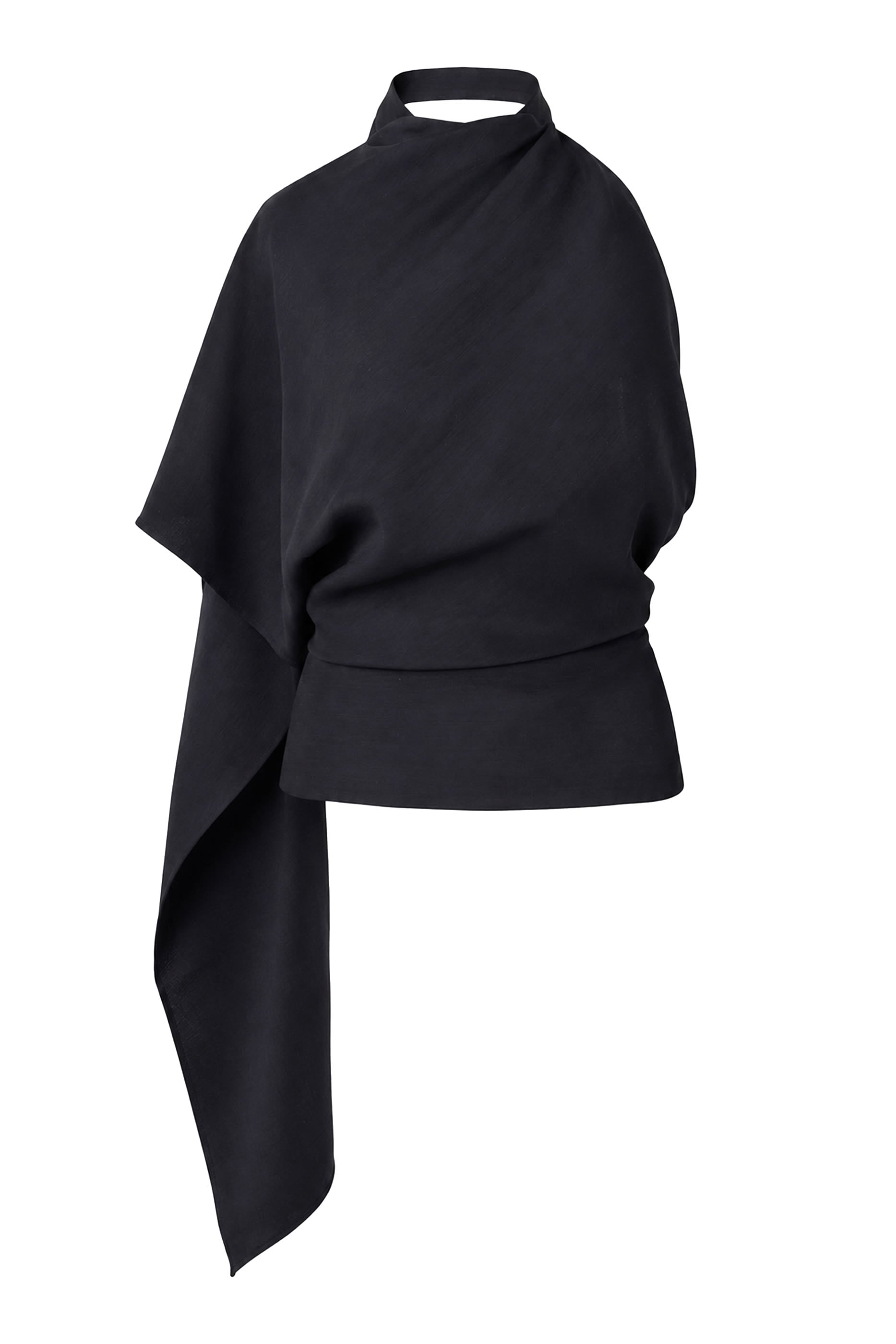 Draped Open Back Wool Top