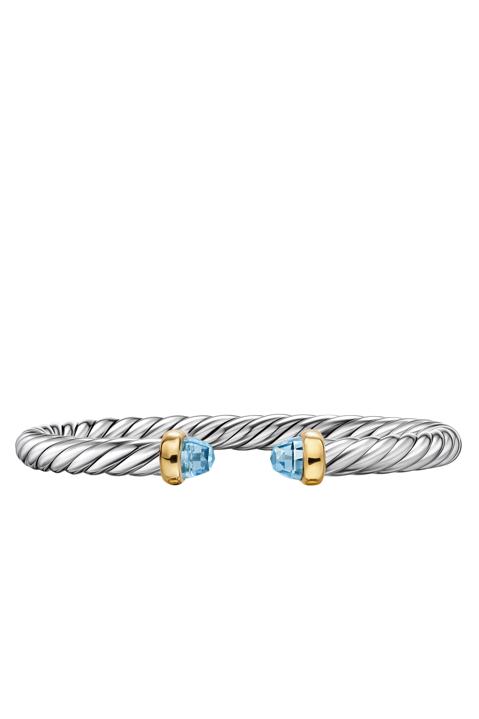 Cable Flex® Bracelet, Sterling Silver with 14K Yellow Gold & Blue Topaz