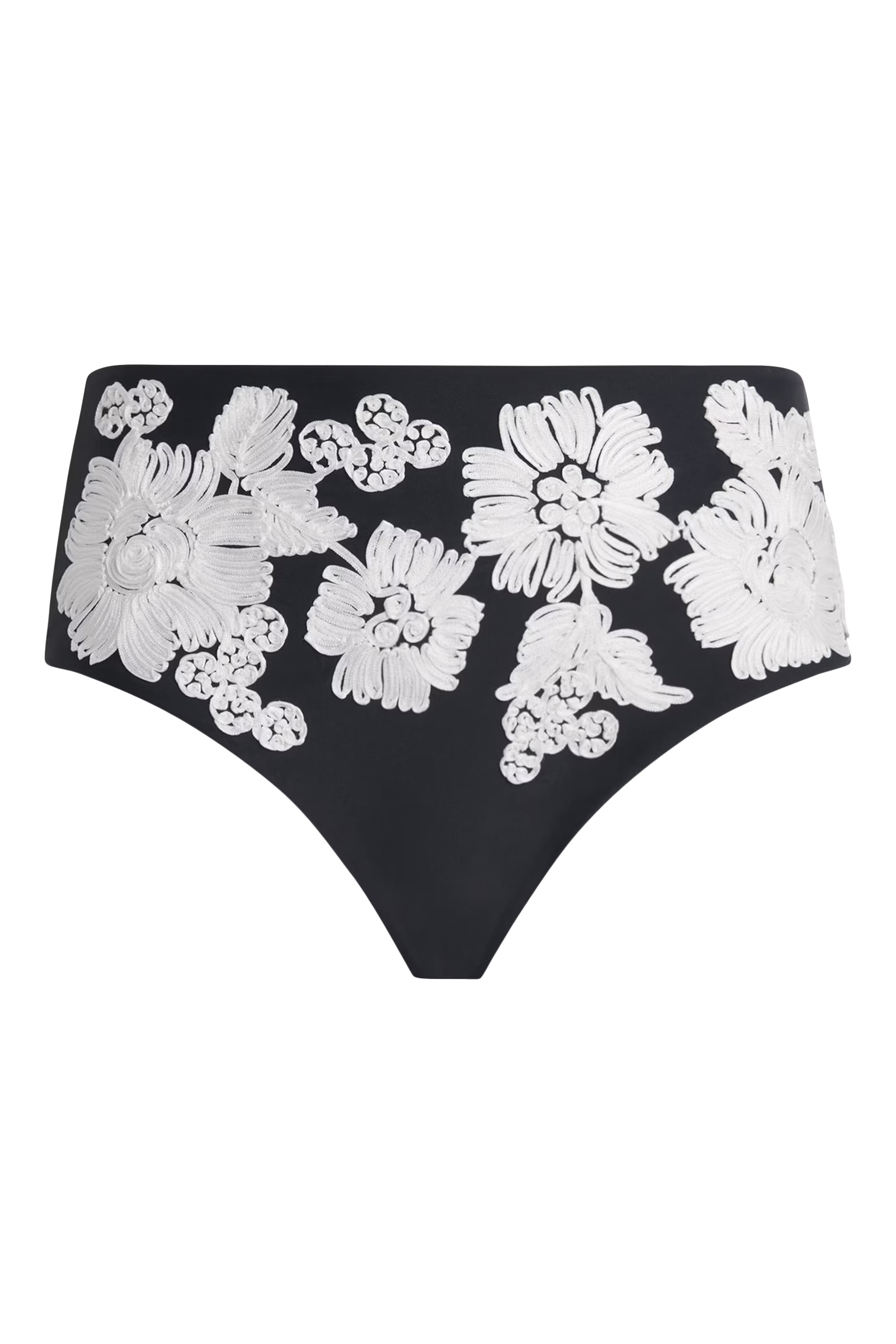 Francie Embroidered High-Rise Bikini Bottoms
