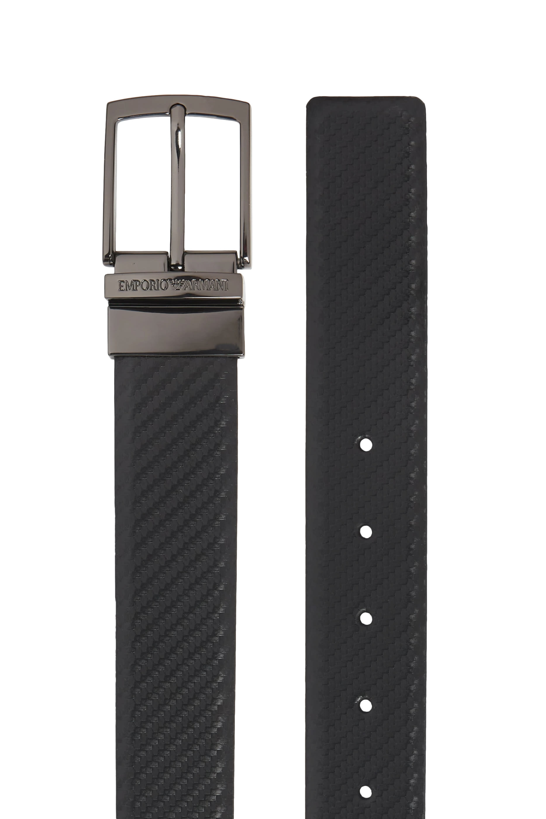 Embossed Motif Reversible Leather Belt