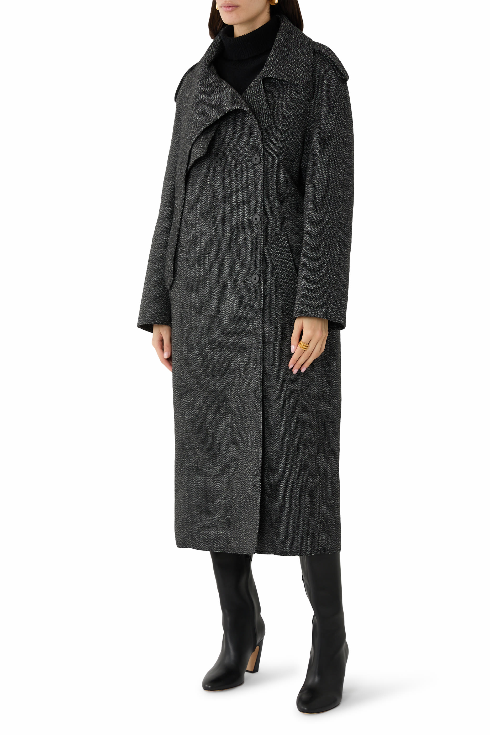Oblique Caviar Wool Trench Coat