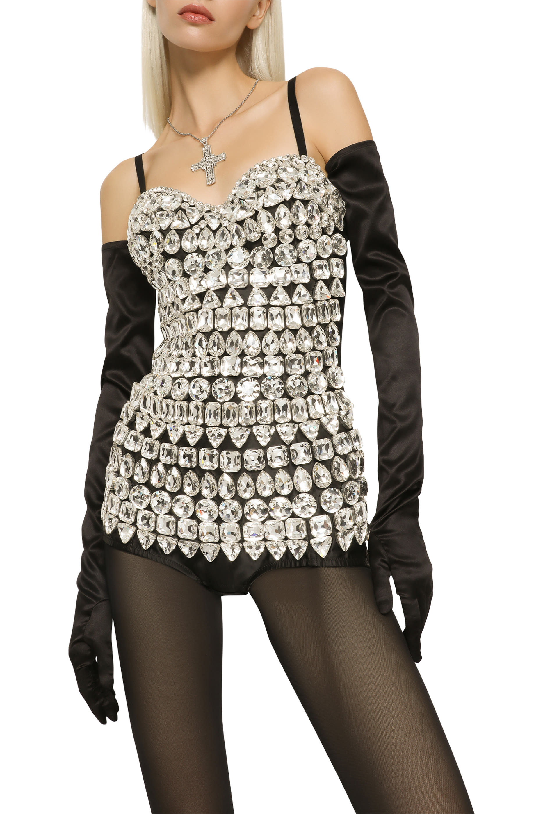 Rhinestone-Embellished Bodysuit
