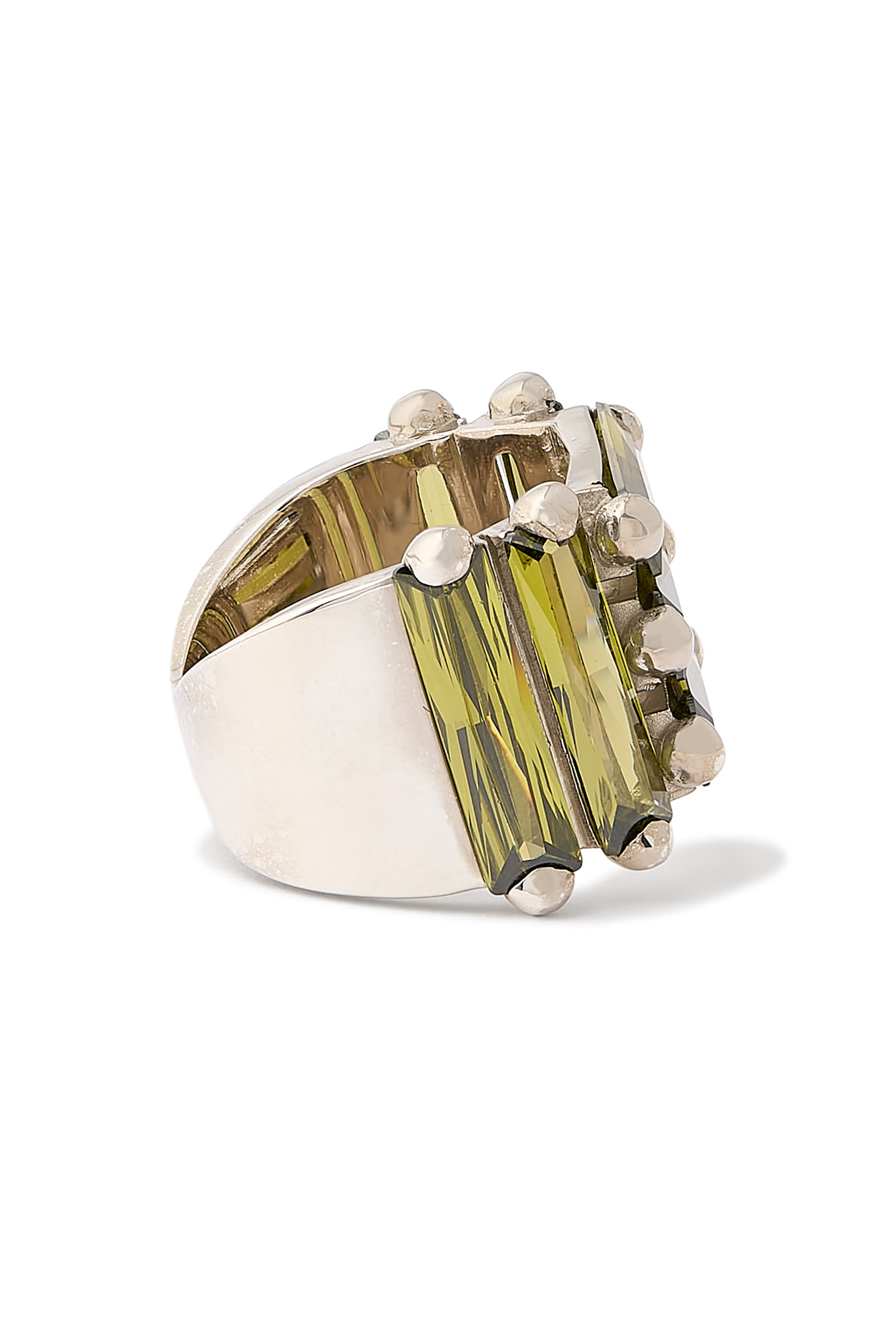 Crystallised Armour Ring, 925 Sterling Silver & Zirconia Baguettes