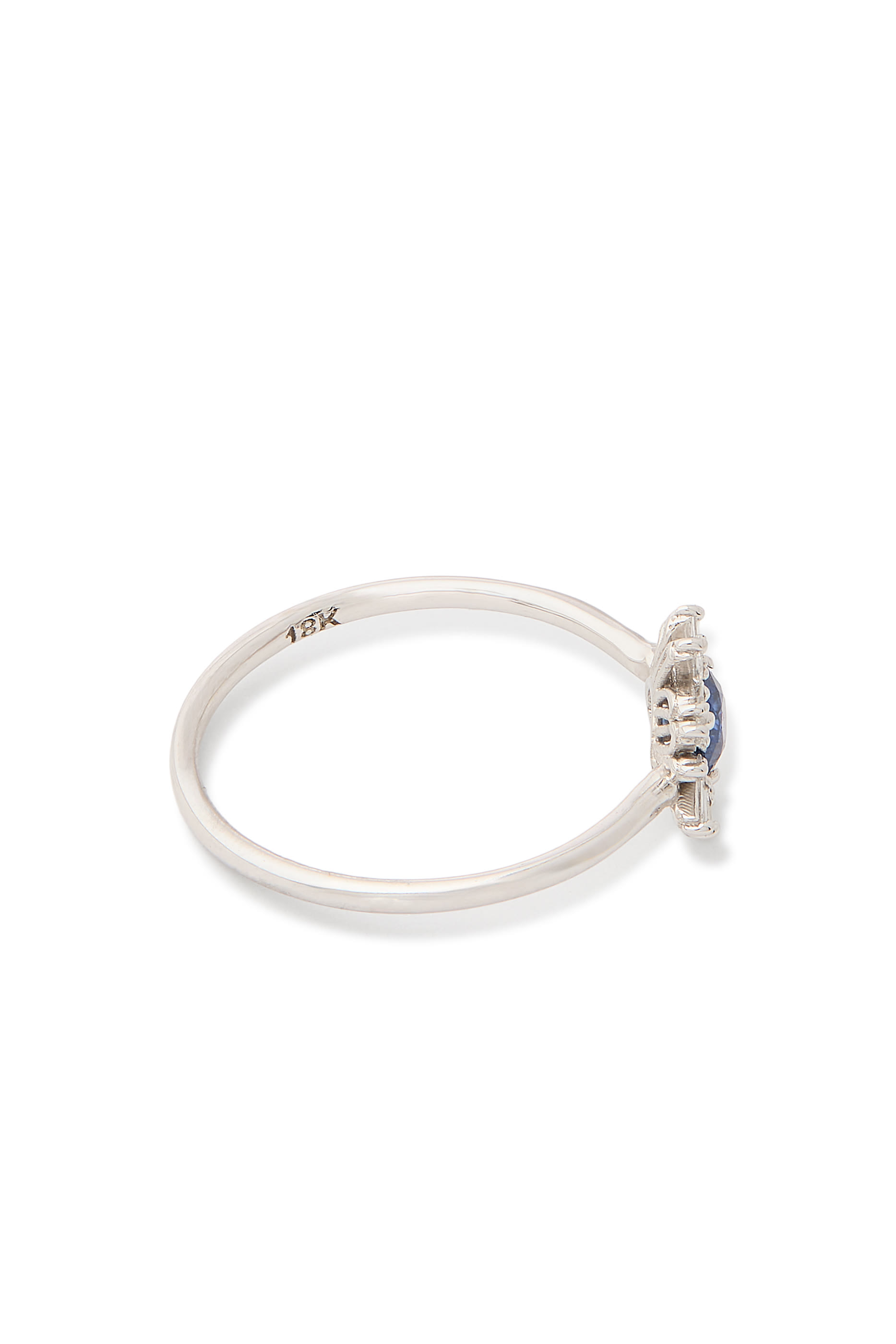 Cocktail Ring, 18K White Gold, Diamonds & Sapphire