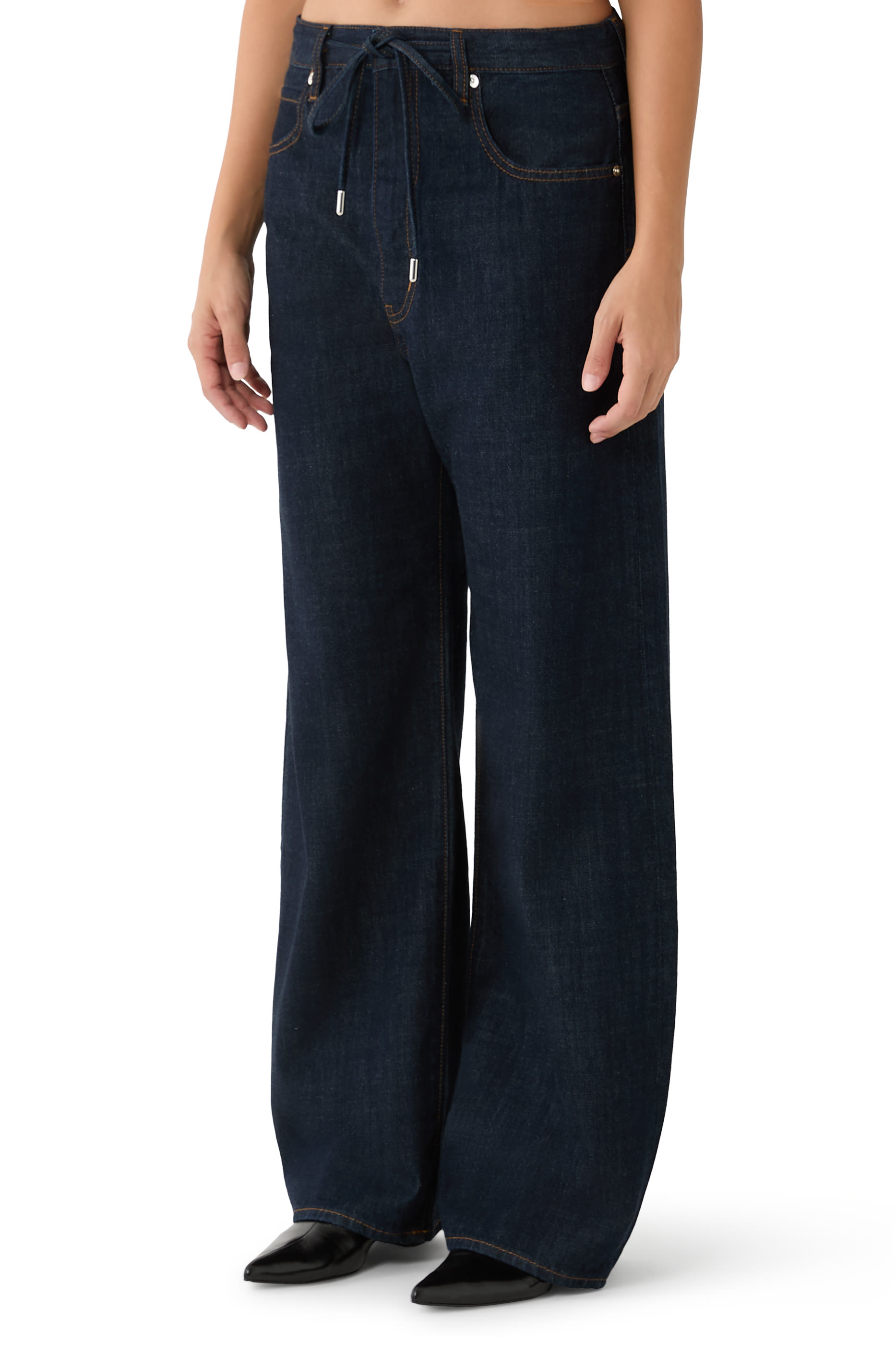  Off Duty Drawstring Bow Jeans