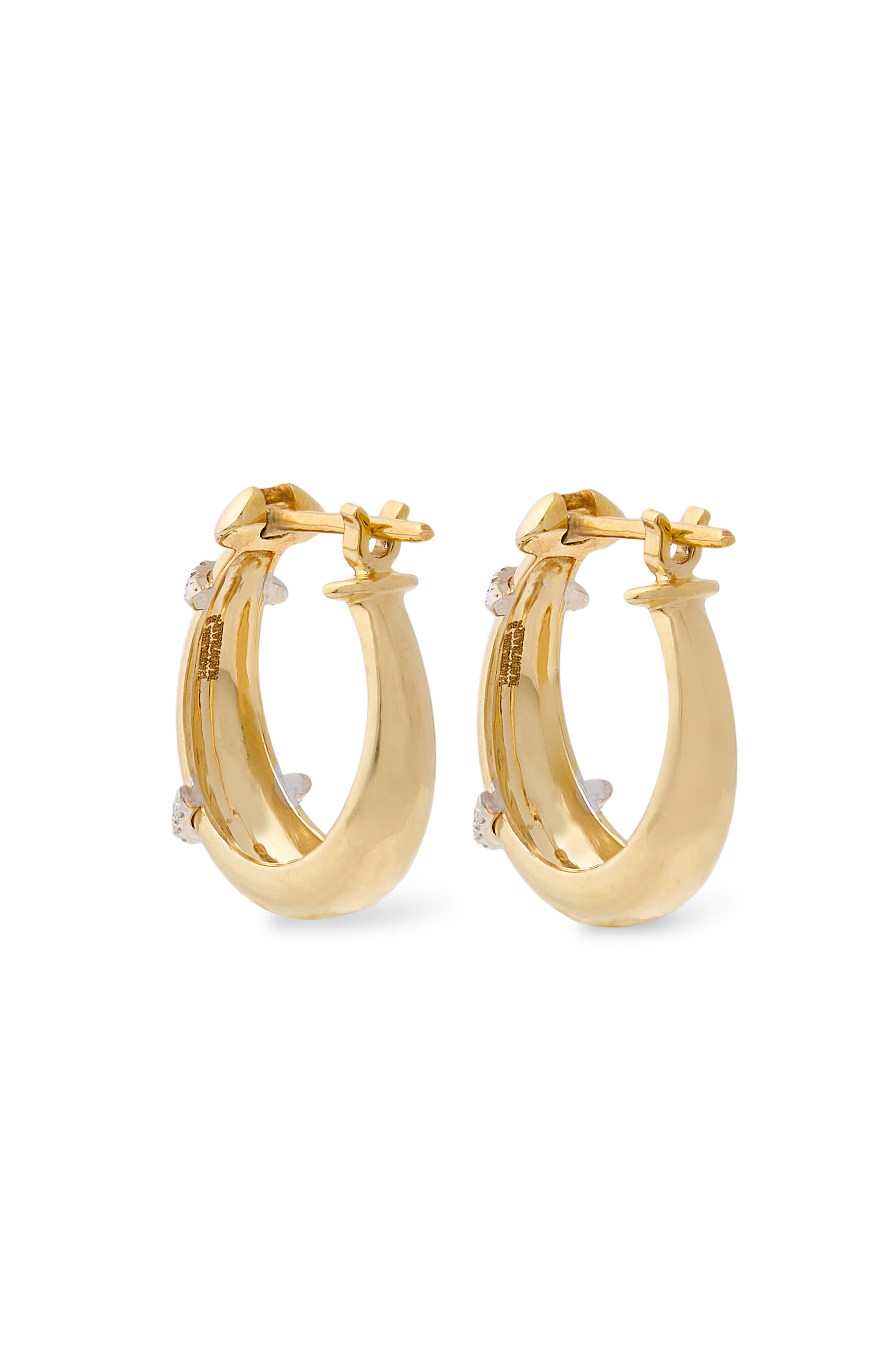 The Buoy Size 1 Hoops, 18K Yellow Gold & Diamonds