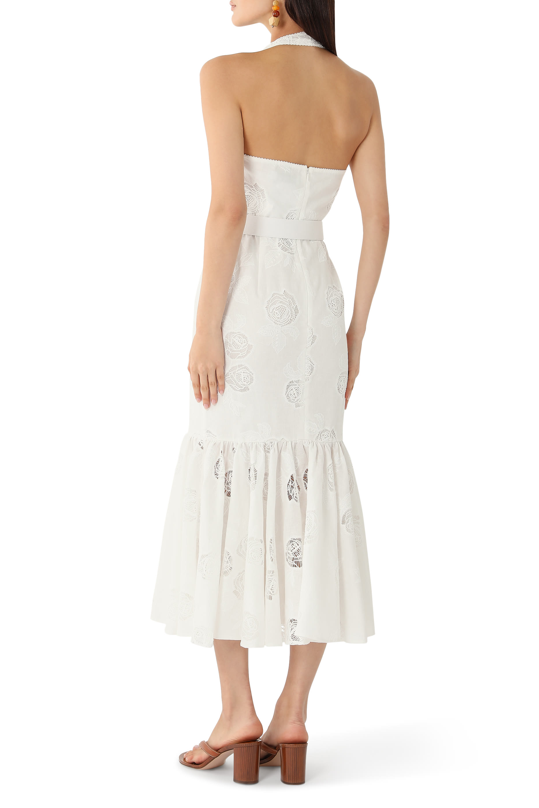 Linen Blend Halterneck Midi Dress