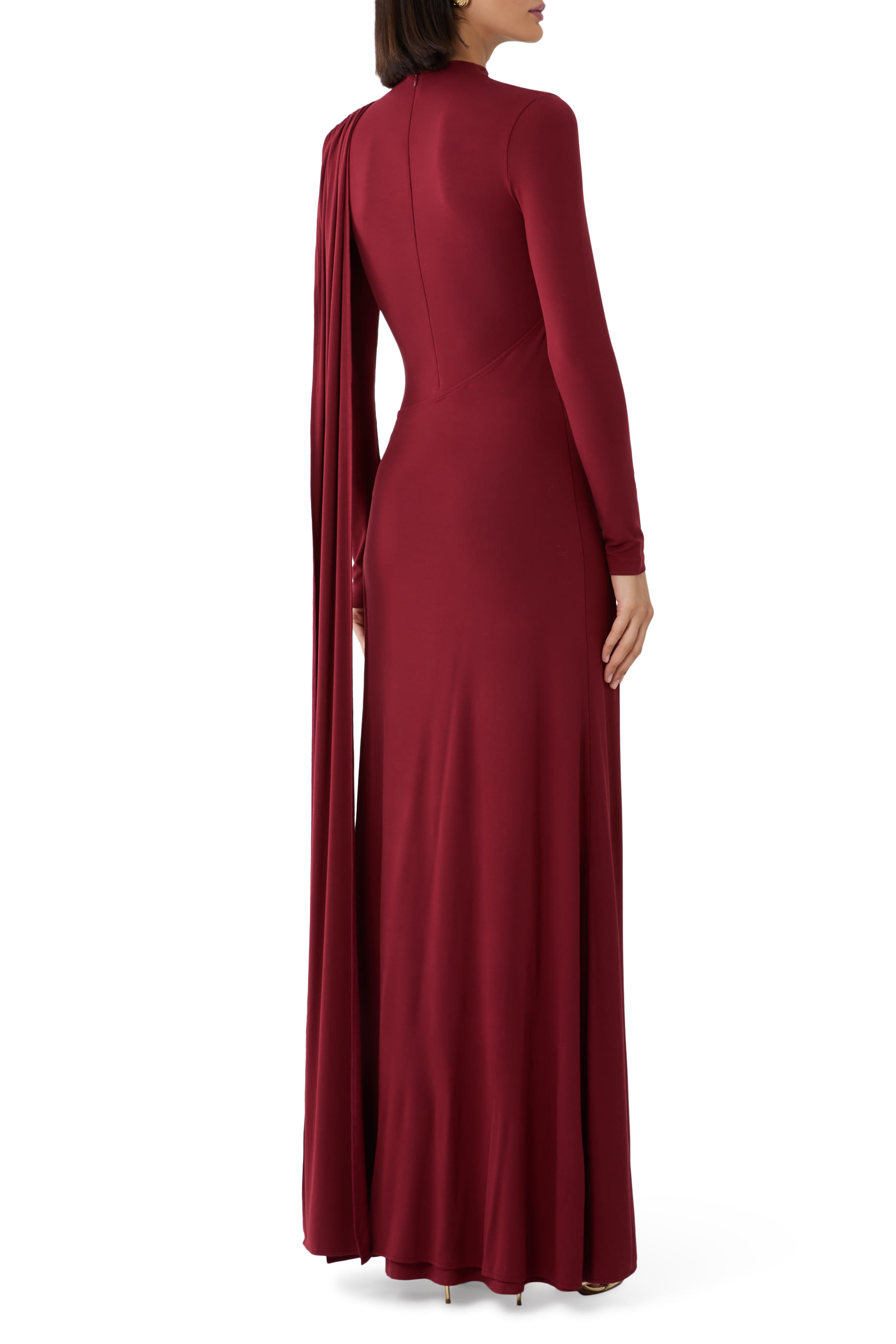 Melissa Draped Long Sleeve Gown in Bamboo Jersey