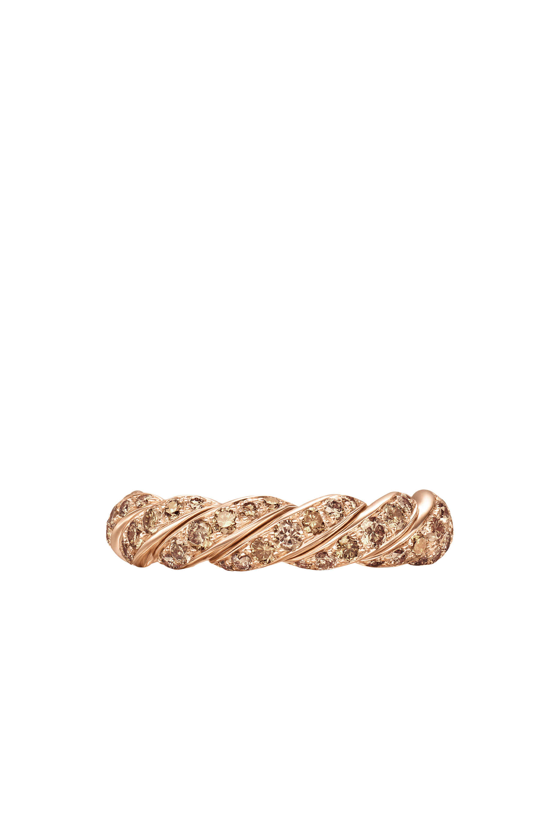 Sculpted Cable Flex Band Ring, 18k Rose Gold & Cognac Diamonds